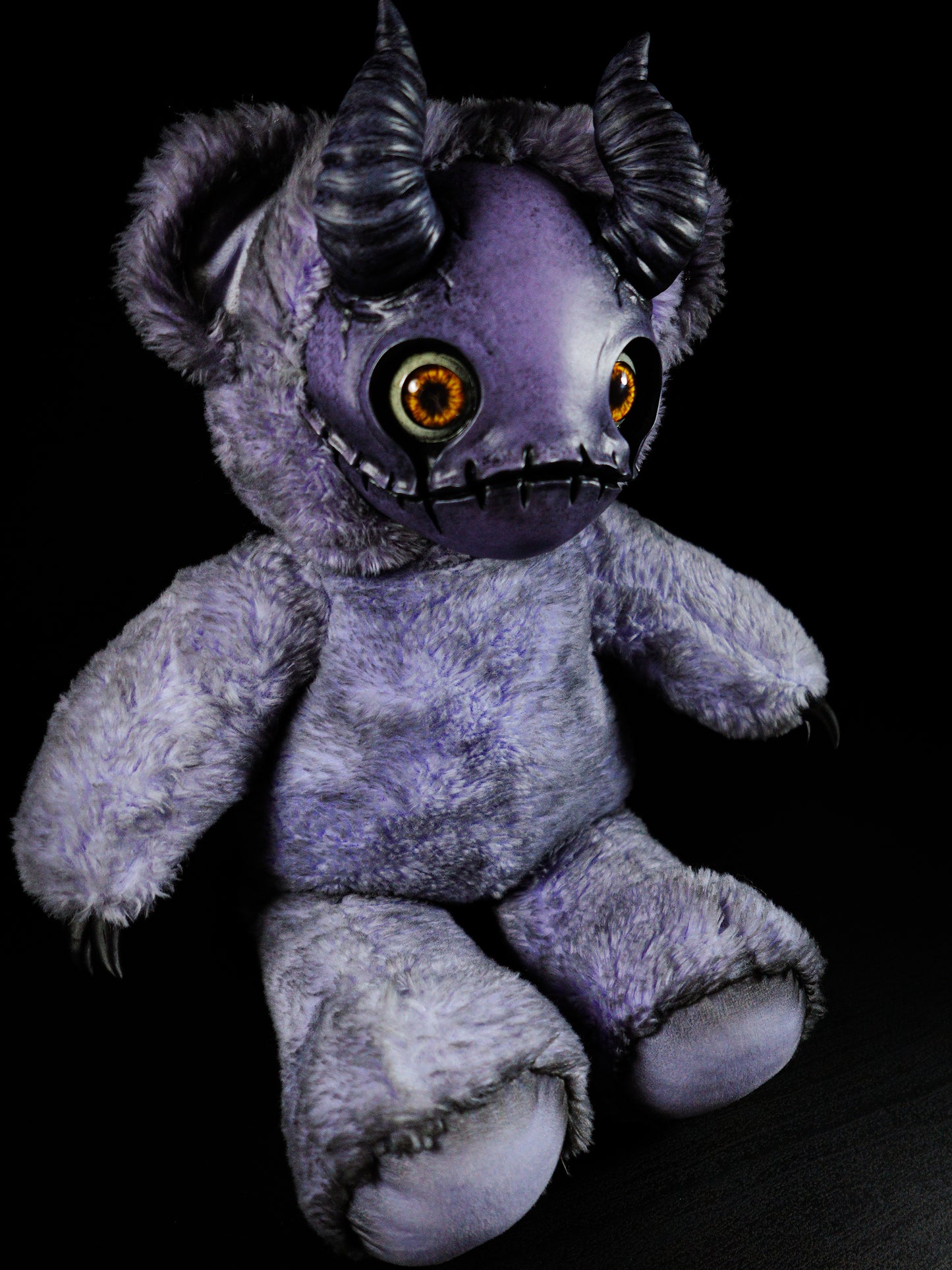 Purple Peril: MORI - CRYPTCRITZ Handmade Sinister Black Creepy Cute Demon Art Doll Plush Toy