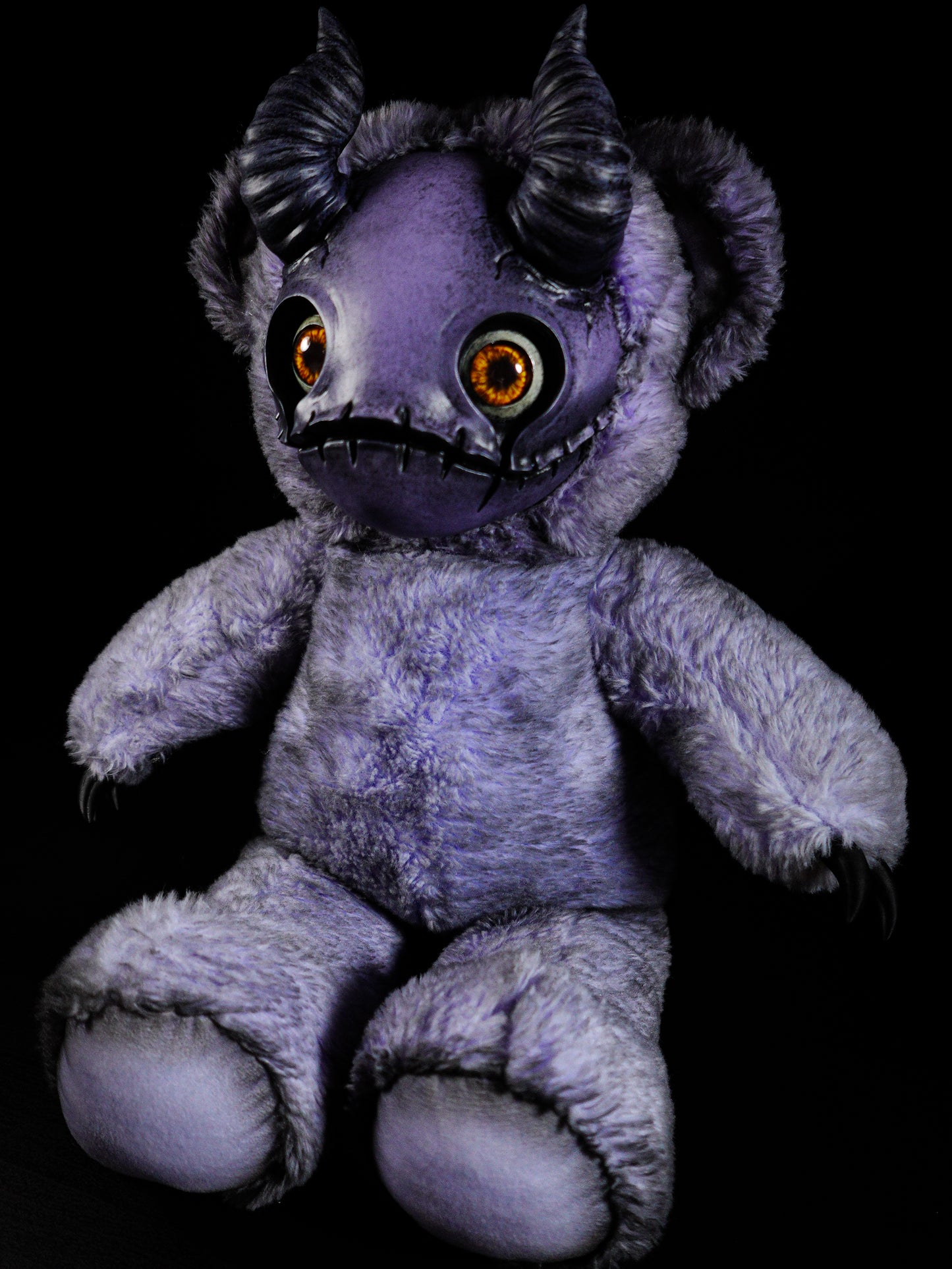 Purple Peril: MORI - CRYPTCRITZ Handmade Sinister Black Creepy Cute Demon Art Doll Plush Toy
