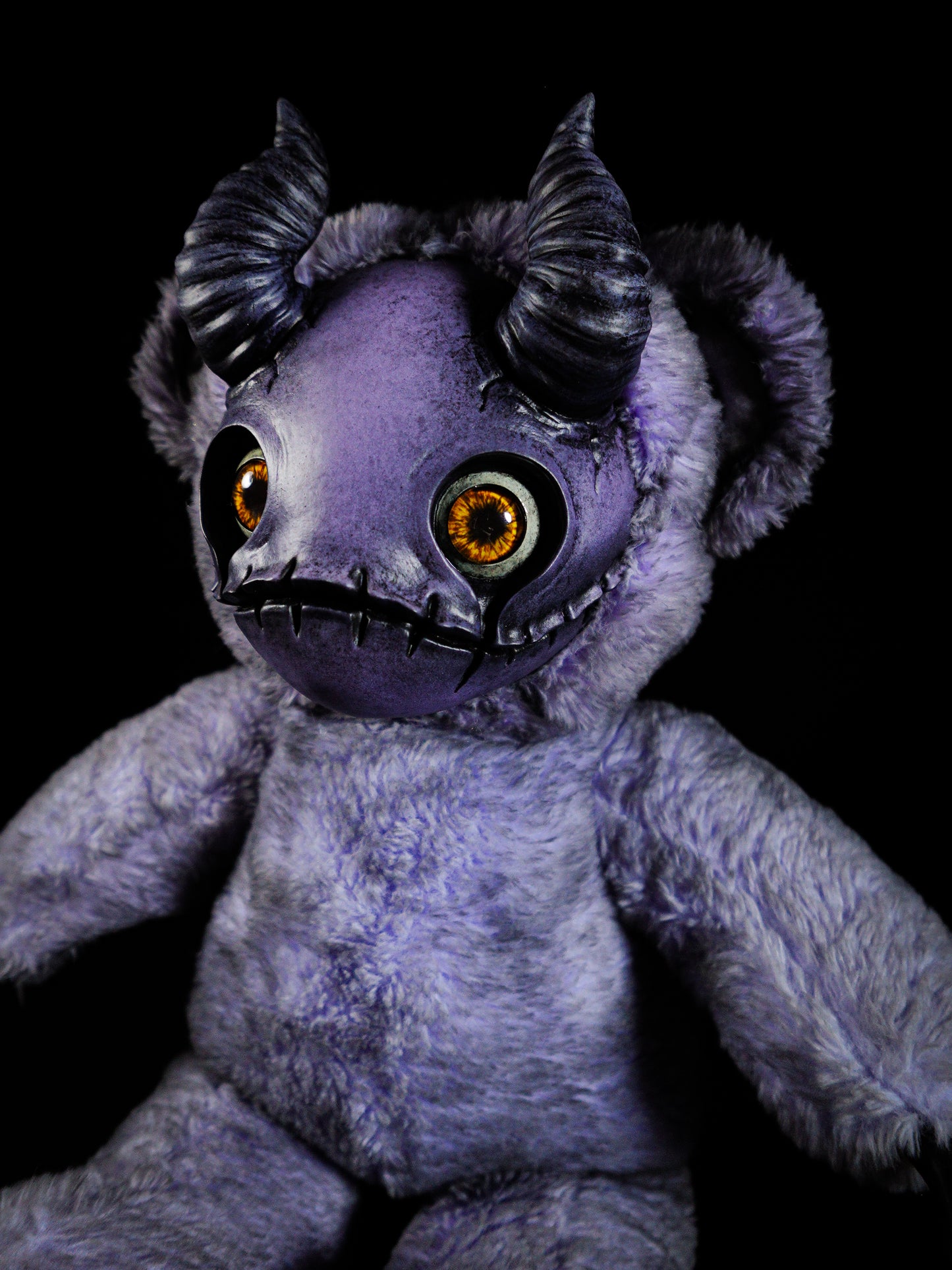 Purple Peril: MORI - CRYPTCRITZ Handmade Sinister Black Creepy Cute Demon Art Doll Plush Toy