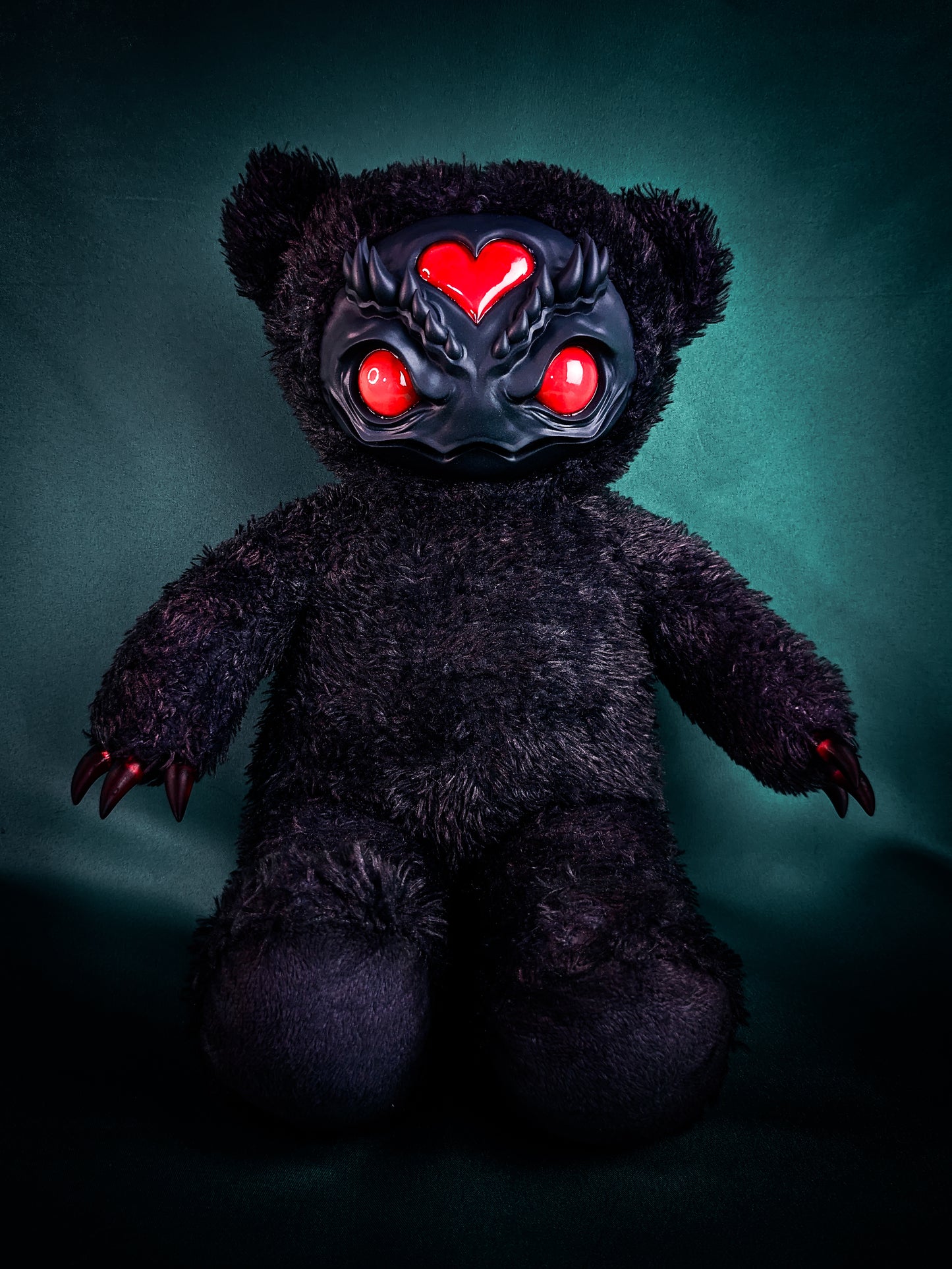 Ebony Inferno: AZARUS - CRYPTCRITZ Handcrafted Midnight Black Creepy Cute Demon Art Doll Plush Toy for Dark Enchantresses