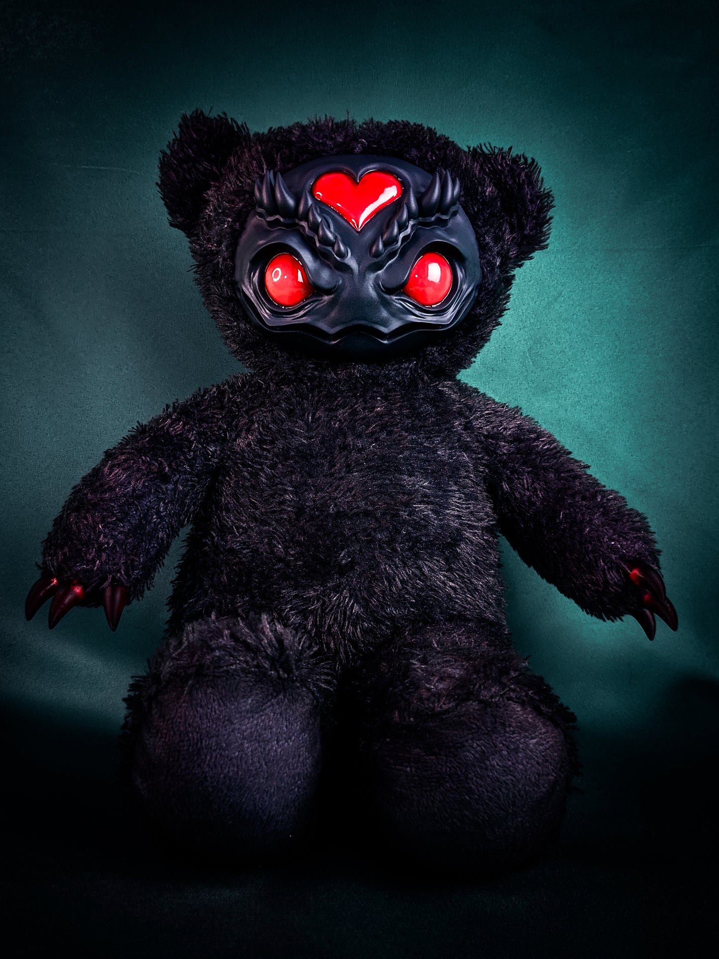 Ebony Inferno: AZARUS - CRYPTCRITZ Handcrafted Midnight Black Creepy Cute Demon Art Doll Plush Toy for Dark Enchantresses