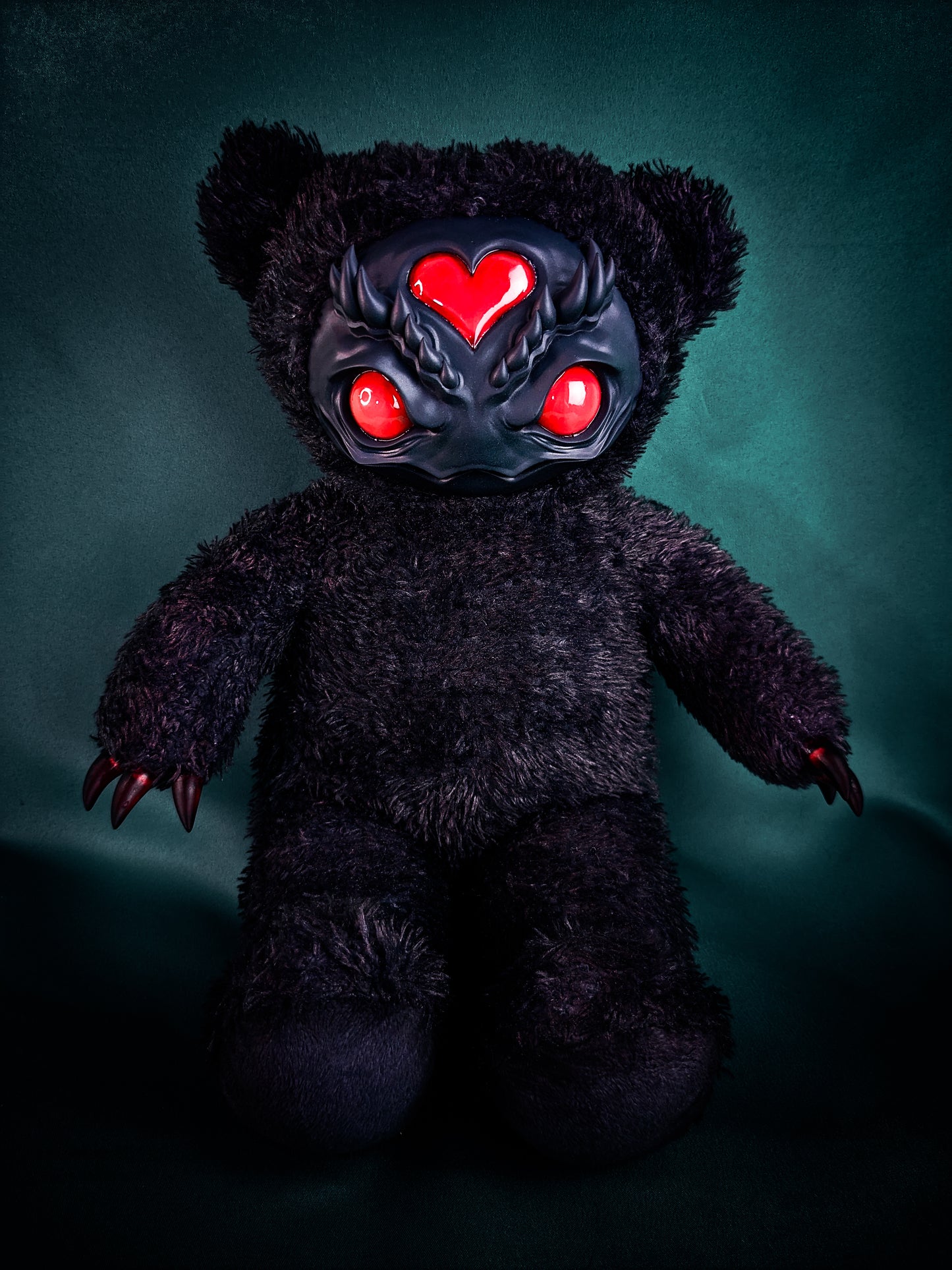 Ebony Inferno: AZARUS - CRYPTCRITZ Handcrafted Midnight Black Creepy Cute Demon Art Doll Plush Toy for Dark Enchantresses