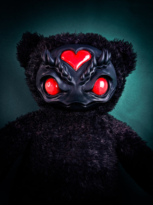 Ebony Inferno: AZARUS - CRYPTCRITZ Handcrafted Midnight Black Creepy Cute Demon Art Doll Plush Toy for Dark Enchantresses