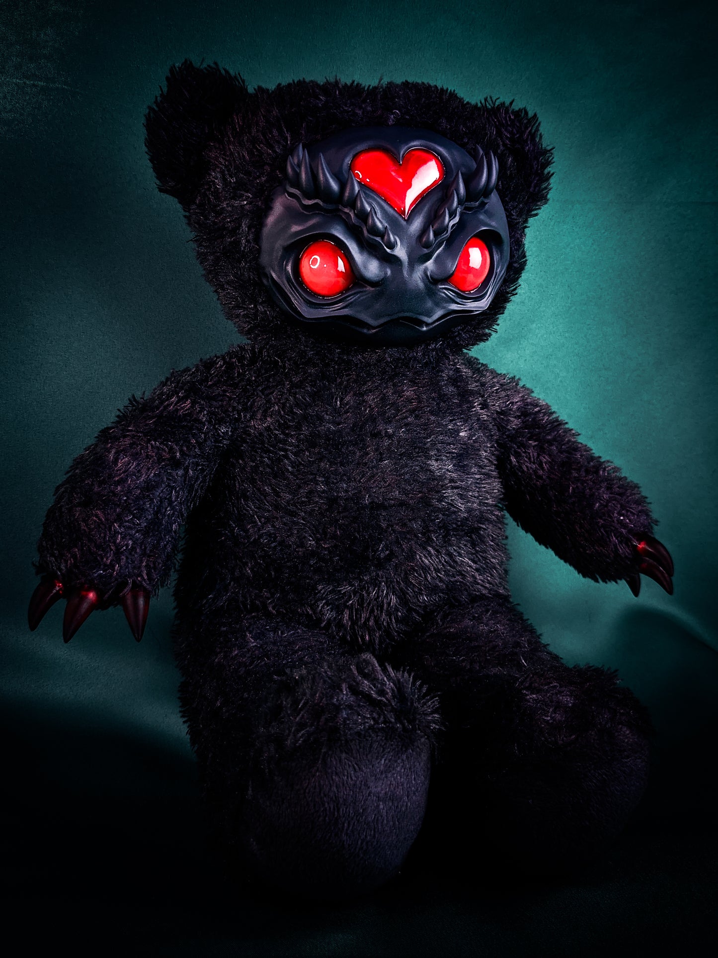 Ebony Inferno: AZARUS - CRYPTCRITZ Handcrafted Midnight Black Creepy Cute Demon Art Doll Plush Toy for Dark Enchantresses