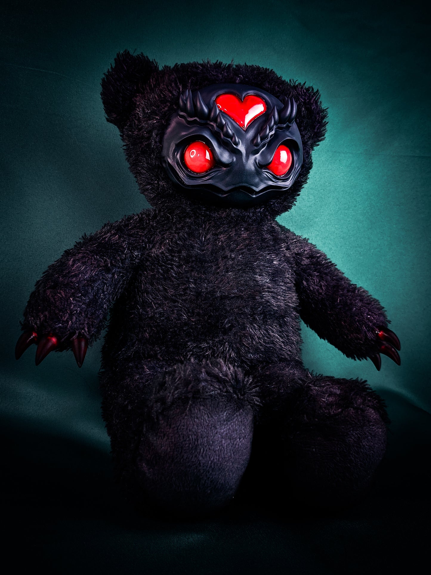 Ebony Inferno: AZARUS - CRYPTCRITZ Handcrafted Midnight Black Creepy Cute Demon Art Doll Plush Toy for Dark Enchantresses