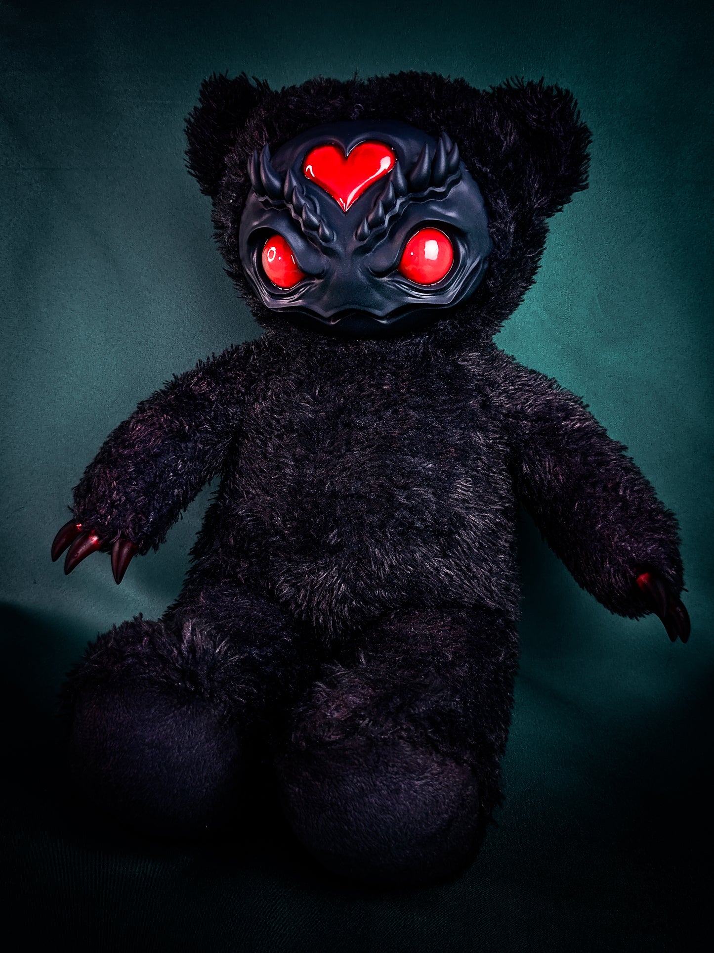 Ebony Inferno: AZARUS - CRYPTCRITZ Handcrafted Midnight Black Creepy Cute Demon Art Doll Plush Toy for Dark Enchantresses