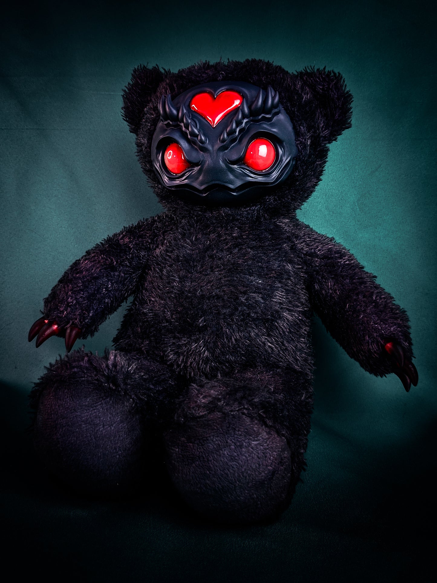 Ebony Inferno: AZARUS - CRYPTCRITZ Handcrafted Midnight Black Creepy Cute Demon Art Doll Plush Toy for Dark Enchantresses