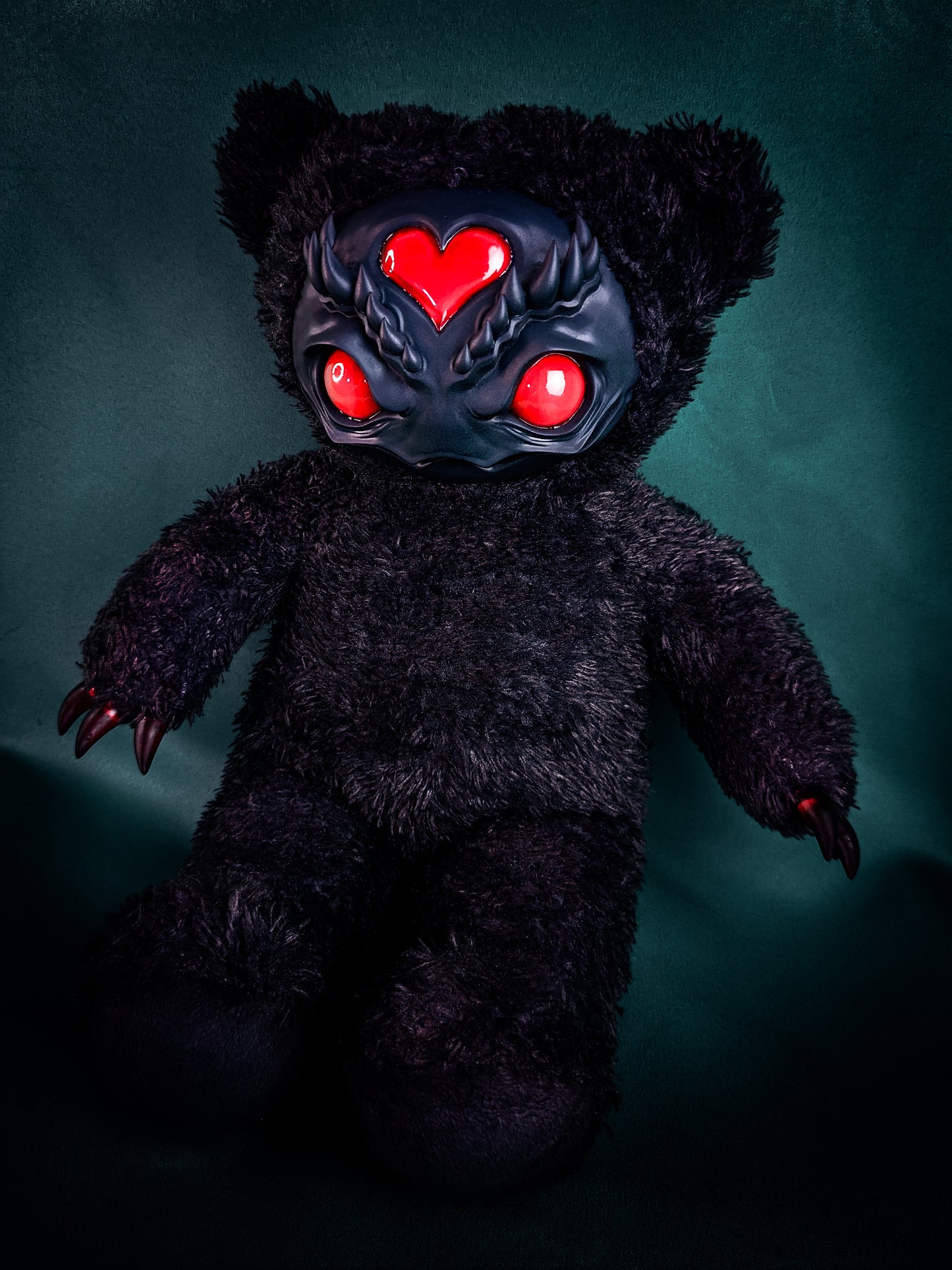 Ebony Inferno: AZARUS - CRYPTCRITZ Handcrafted Midnight Black Creepy Cute Demon Art Doll Plush Toy for Dark Enchantresses