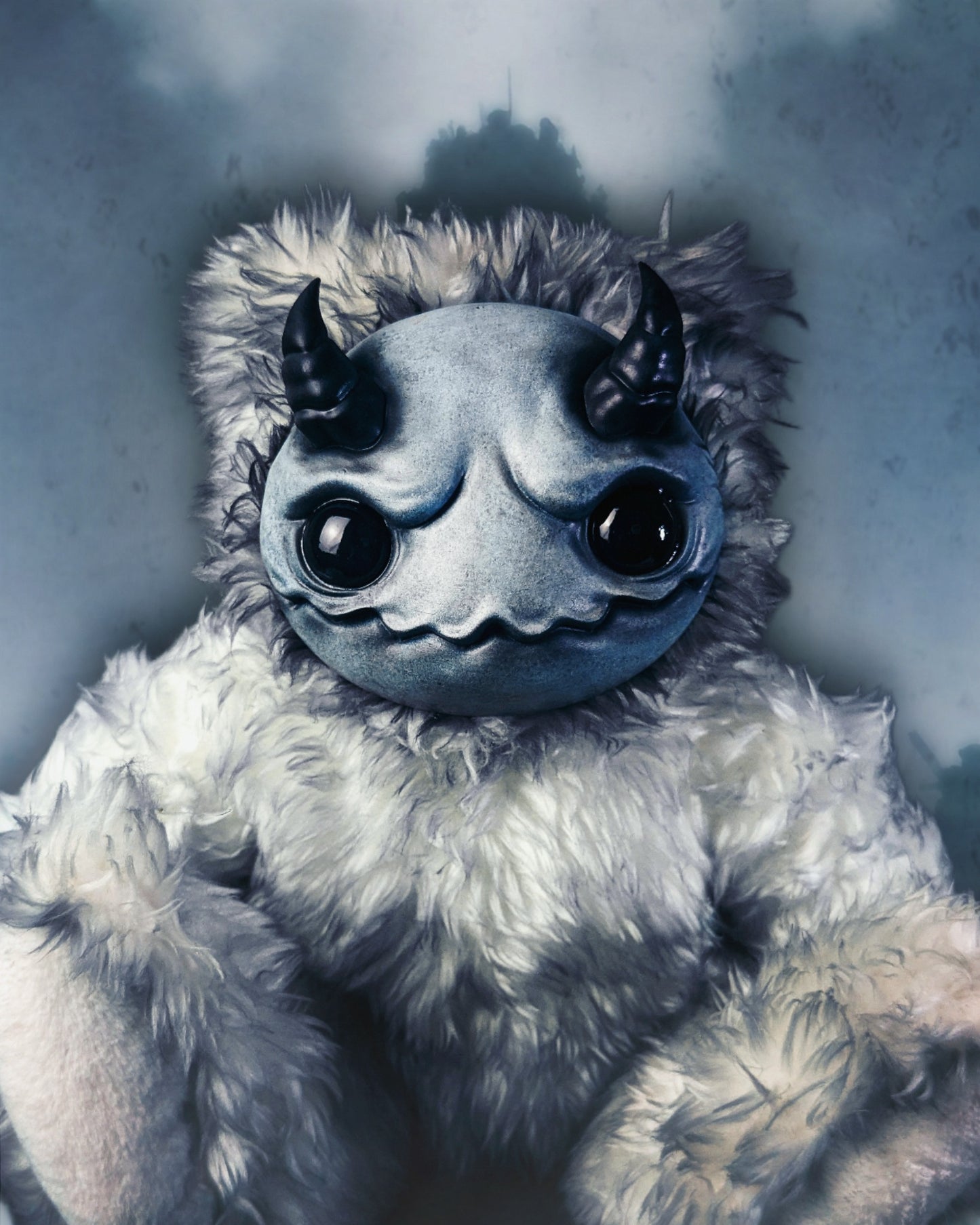 Icey Heart: AZAGARR - CRYPTCRITZ Handcrafted Cute Horned Art Doll Plush Toy for Shadowy Enchantresses