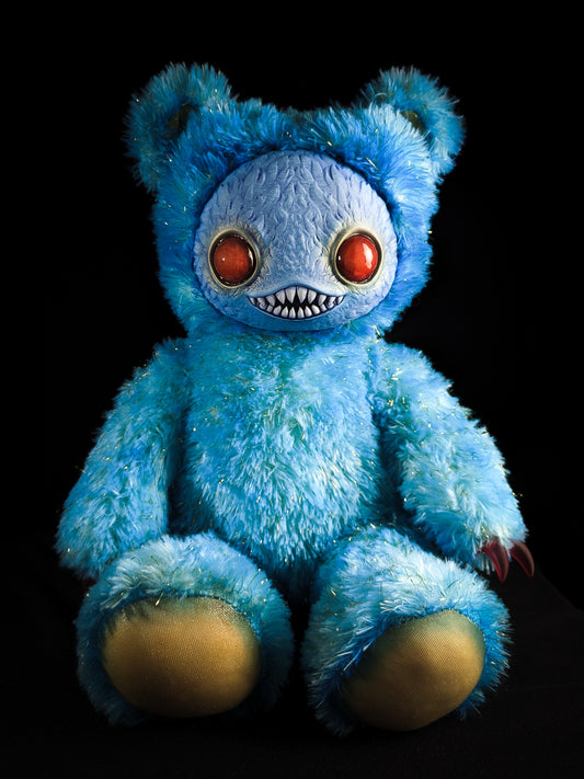 Nightfall Whispers: Ningen - Handmade Blue Creepy Cute Monster Art Doll Plush Toy for Gothic Goddesses