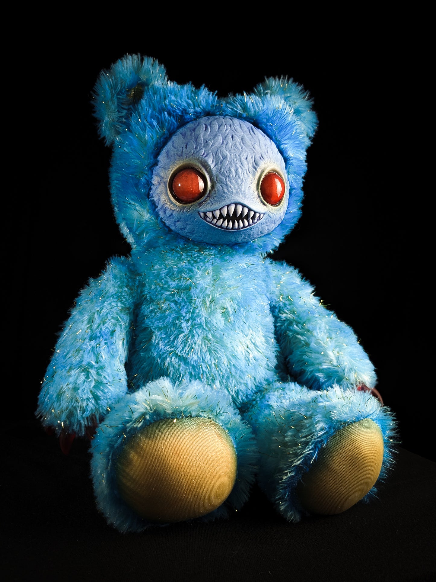 Nightfall Whispers: Ningen - Handmade Blue Creepy Cute Monster Art Doll Plush Toy for Gothic Goddesses