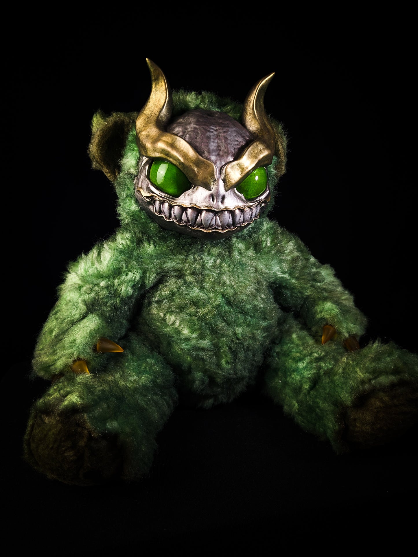Envenomed Whispers: AMON - CRYPTCRITS Handmade Green Demon Art Doll Plush Toy for Dark Connoisseurs