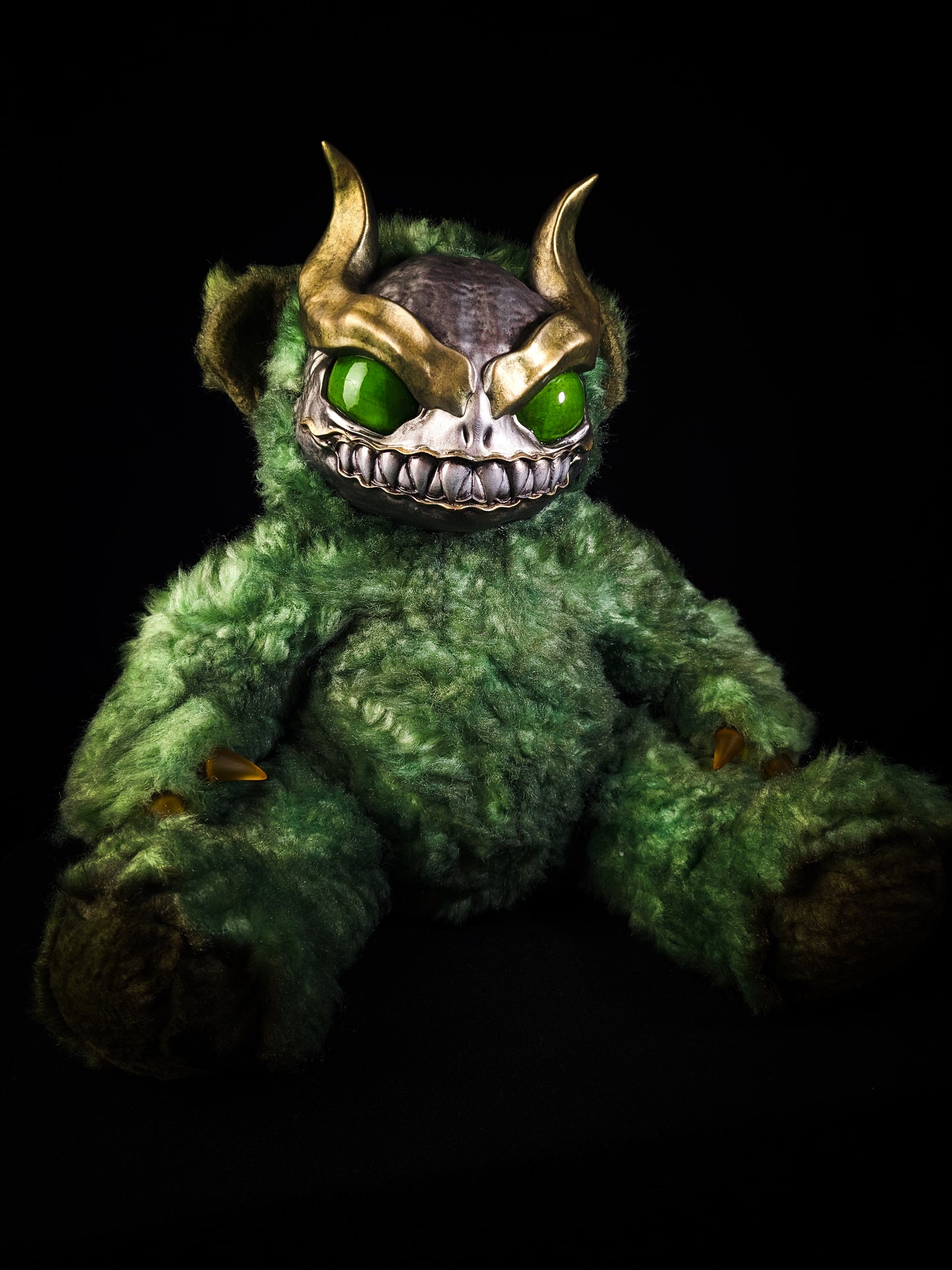 Envenomed Whispers: AMON - CRYPTCRITS Handmade Green Demon Art Doll Plush Toy for Dark Connoisseurs