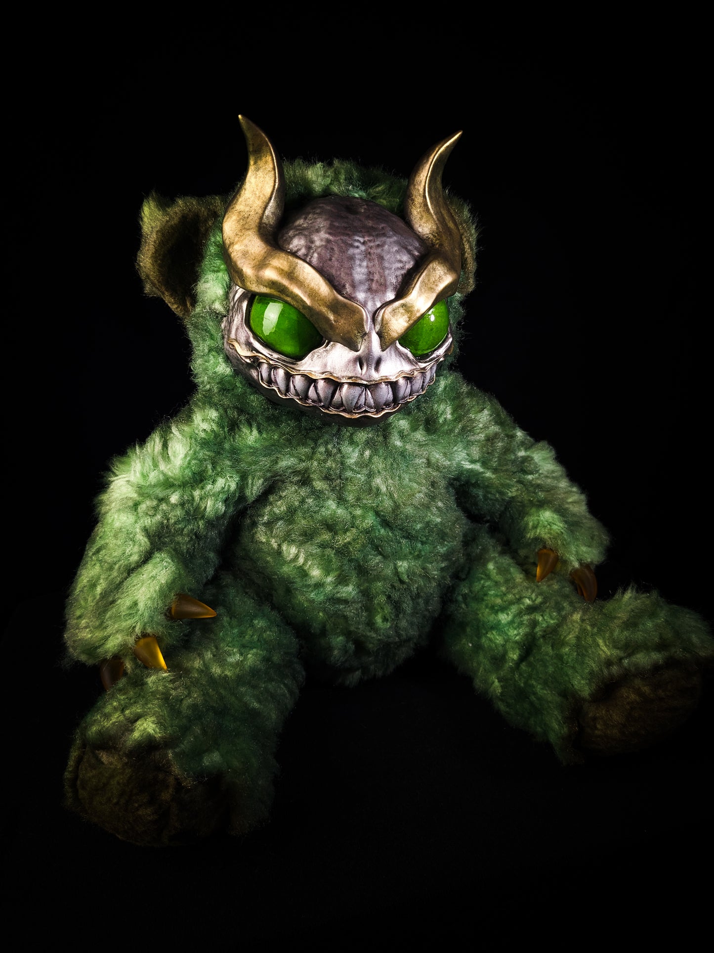 Envenomed Whispers: AMON - CRYPTCRITS Handmade Green Demon Art Doll Plush Toy for Dark Connoisseurs
