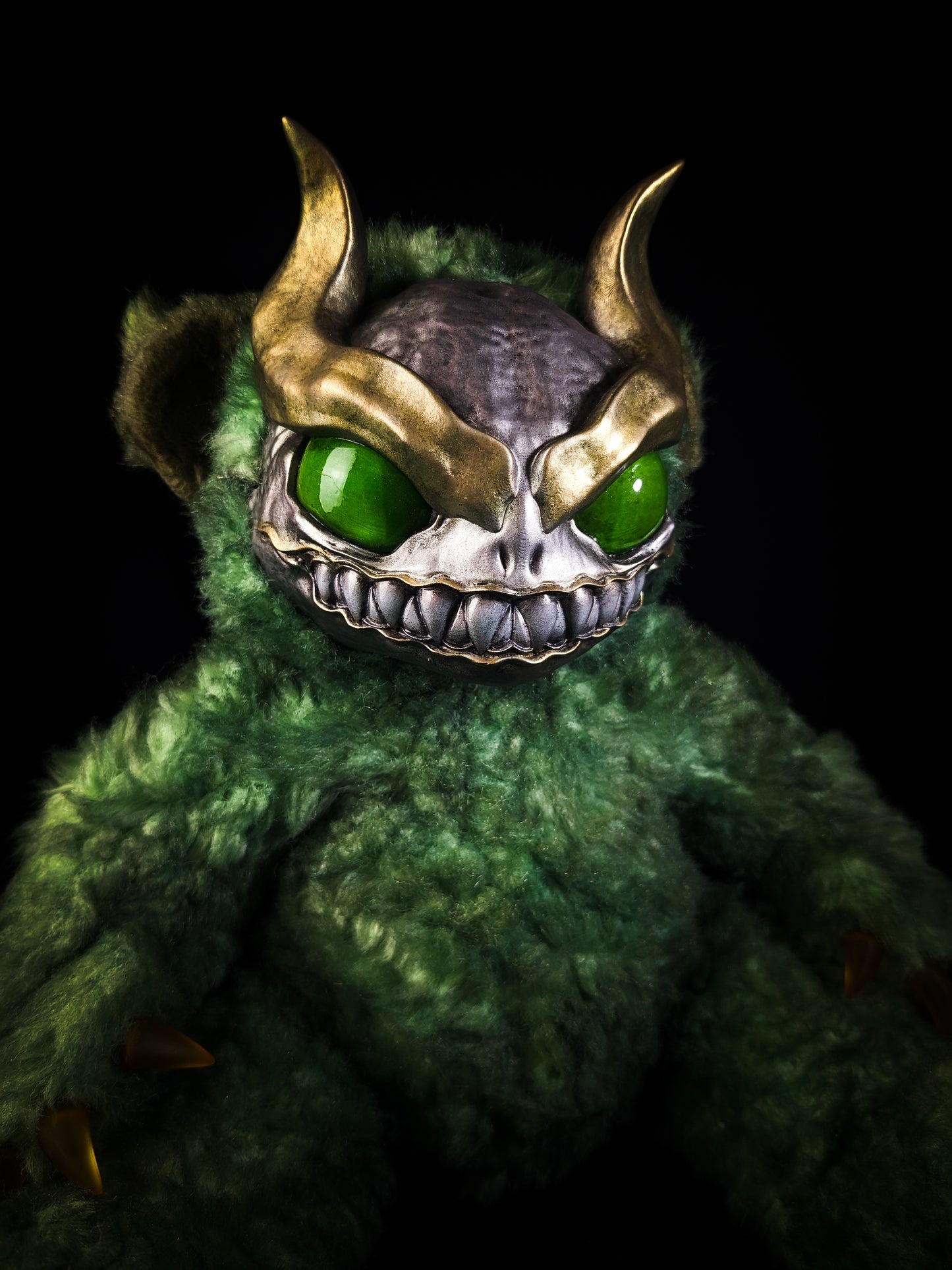Envenomed Whispers: AMON - CRYPTCRITS Handmade Green Demon Art Doll Plush Toy for Dark Connoisseurs