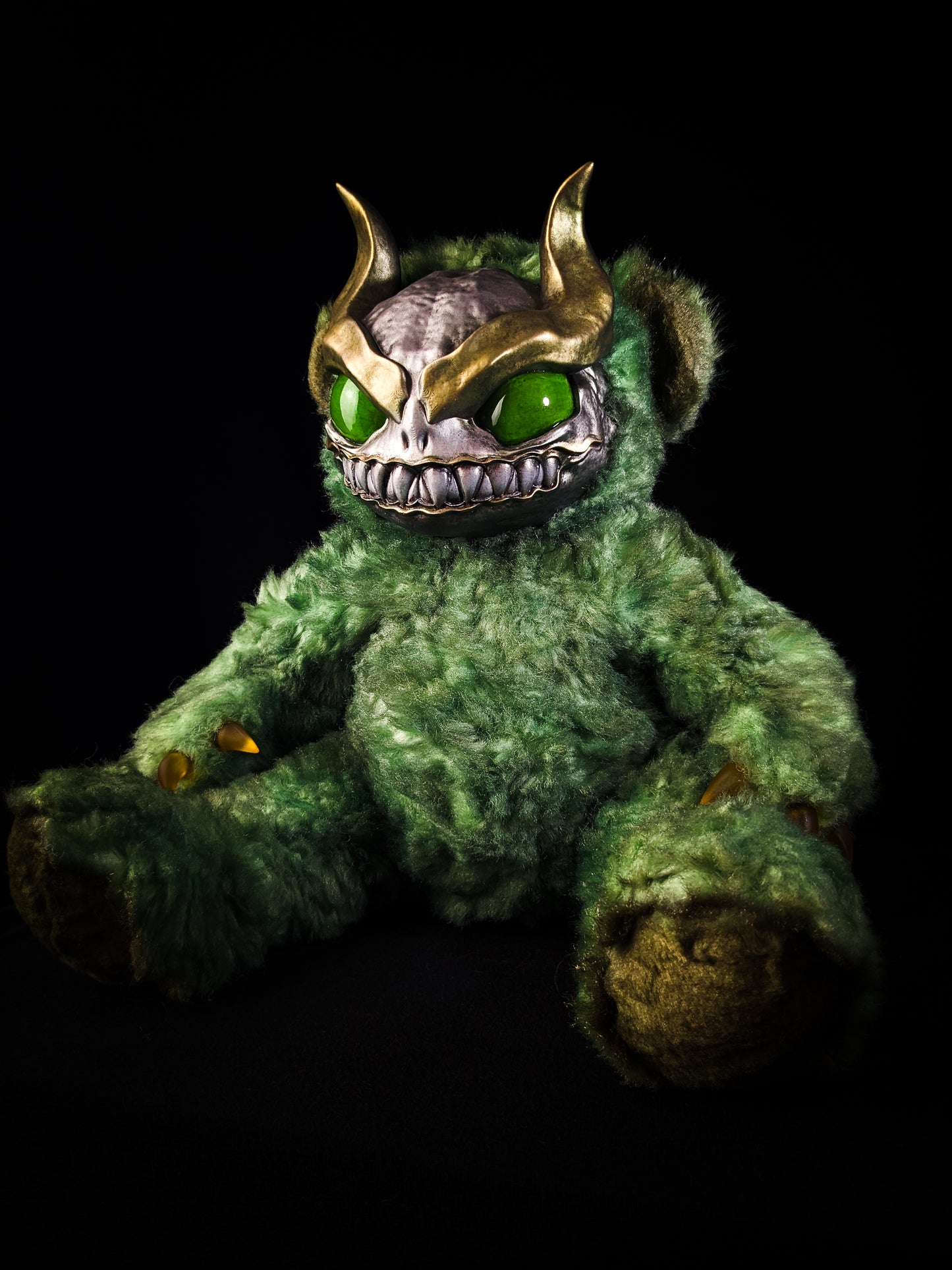 Envenomed Whispers: AMON - CRYPTCRITS Handmade Green Demon Art Doll Plush Toy for Dark Connoisseurs