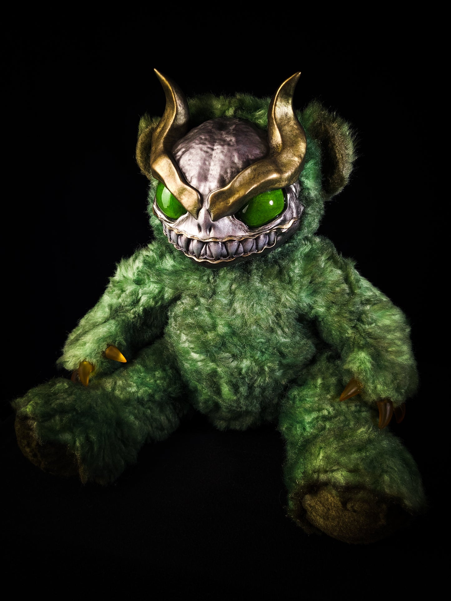 Envenomed Whispers: AMON - CRYPTCRITS Handmade Green Demon Art Doll Plush Toy for Dark Connoisseurs