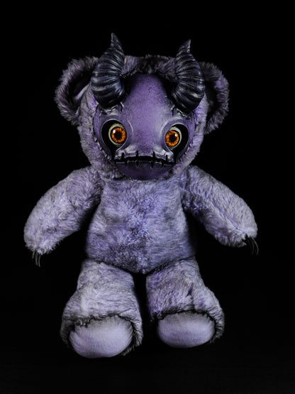 Purple Peril: MORI - CRYPTCRITZ Handmade Sinister Black Creepy Cute Demon Art Doll Plush Toy