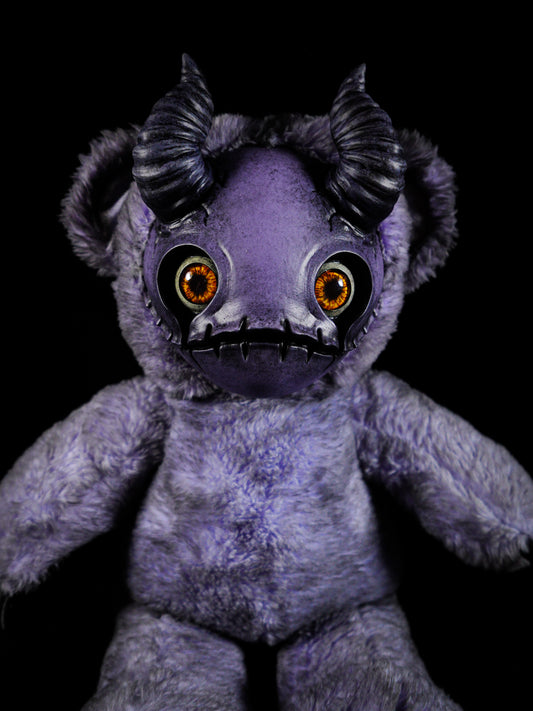 Purple Peril: MORI - CRYPTCRITZ Handmade Sinister Black Creepy Cute Demon Art Doll Plush Toy