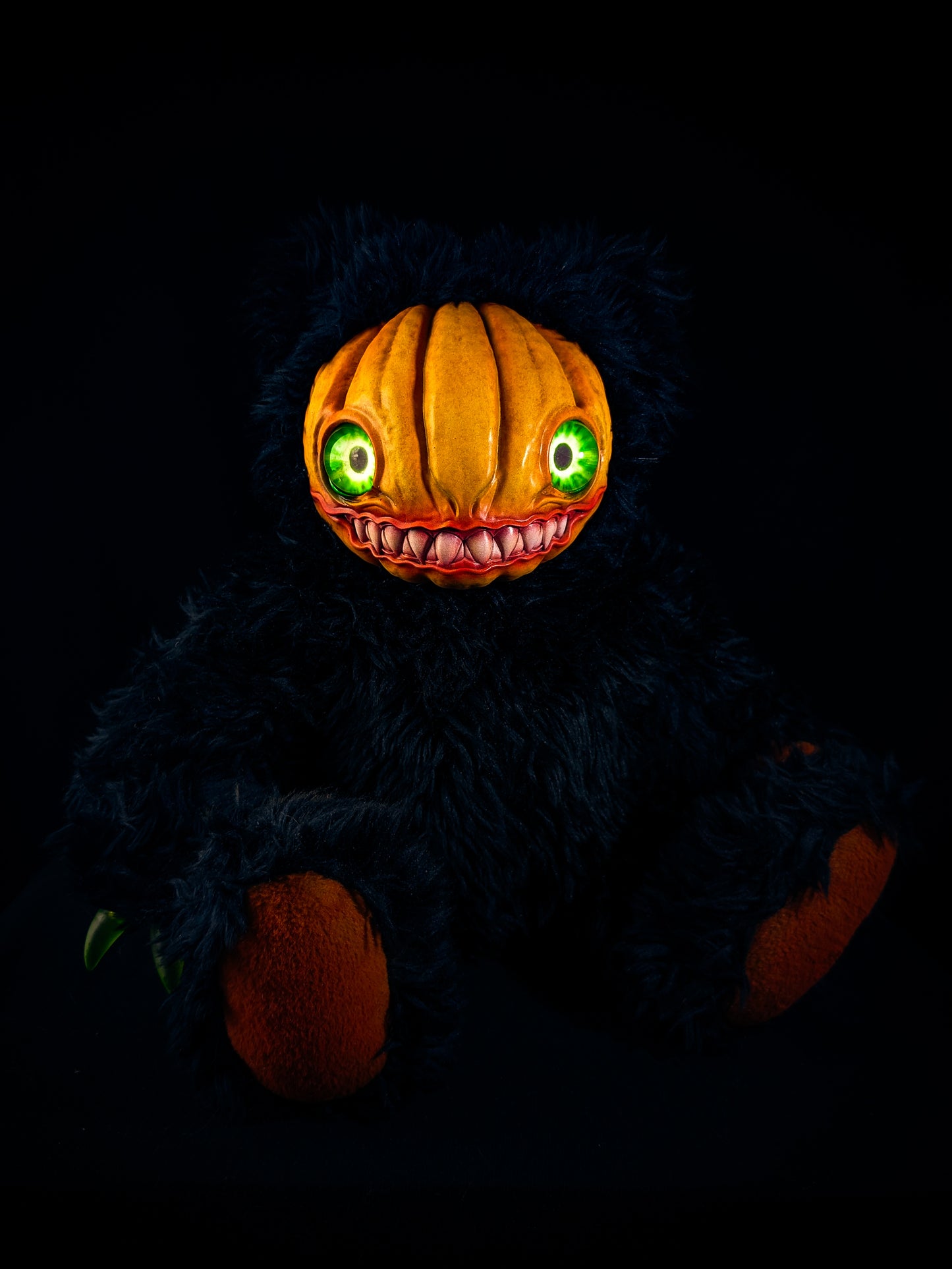 Midnight Menace: HAUNTVESTER - CRYPTCRITZ Handcrafted Creepy Cute Halloween Pumpkin Art Doll Plush Toy for Spooky Souls