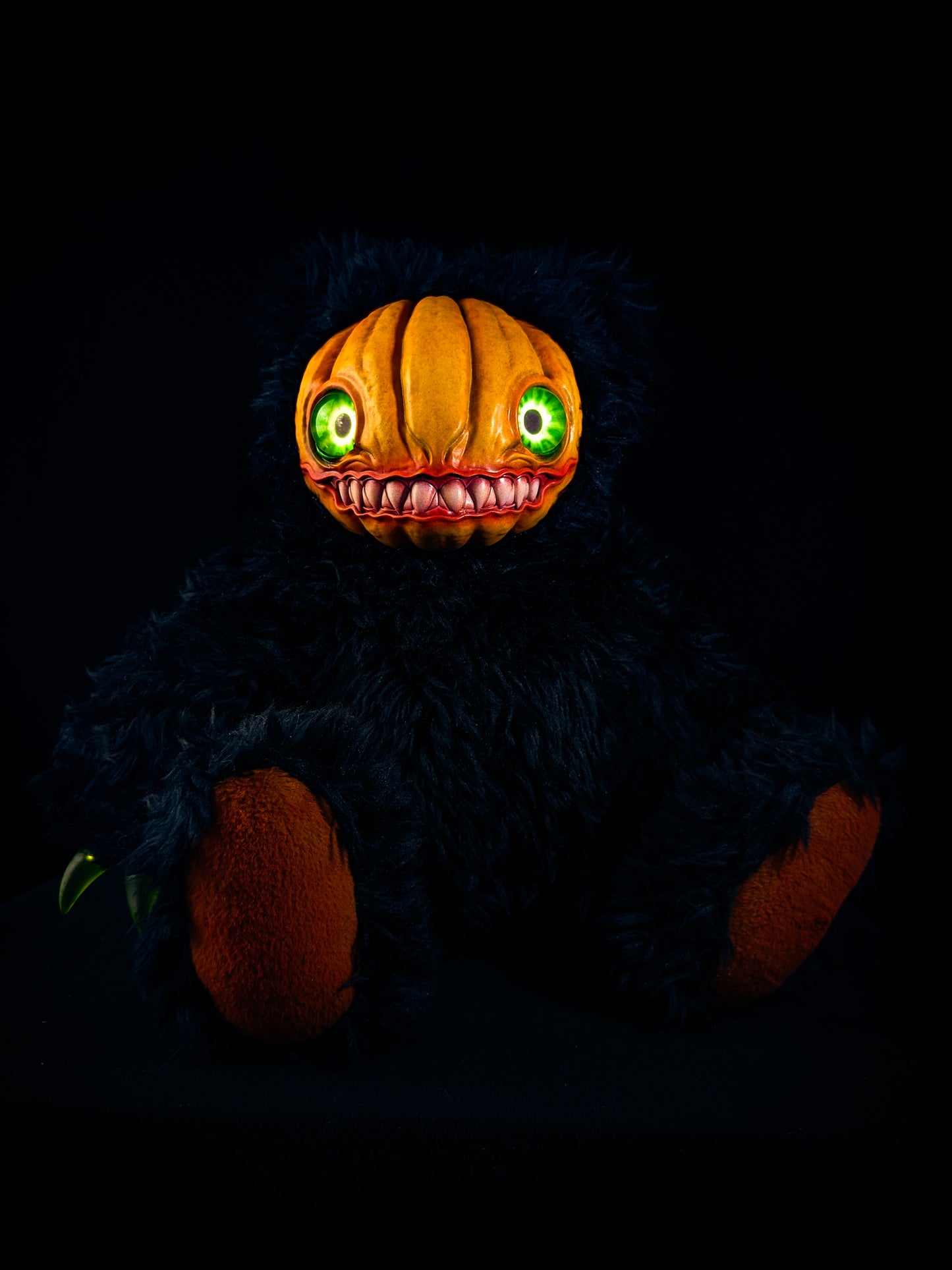 Midnight Menace: HAUNTVESTER - CRYPTCRITZ Handcrafted Creepy Cute Halloween Pumpkin Art Doll Plush Toy for Spooky Souls