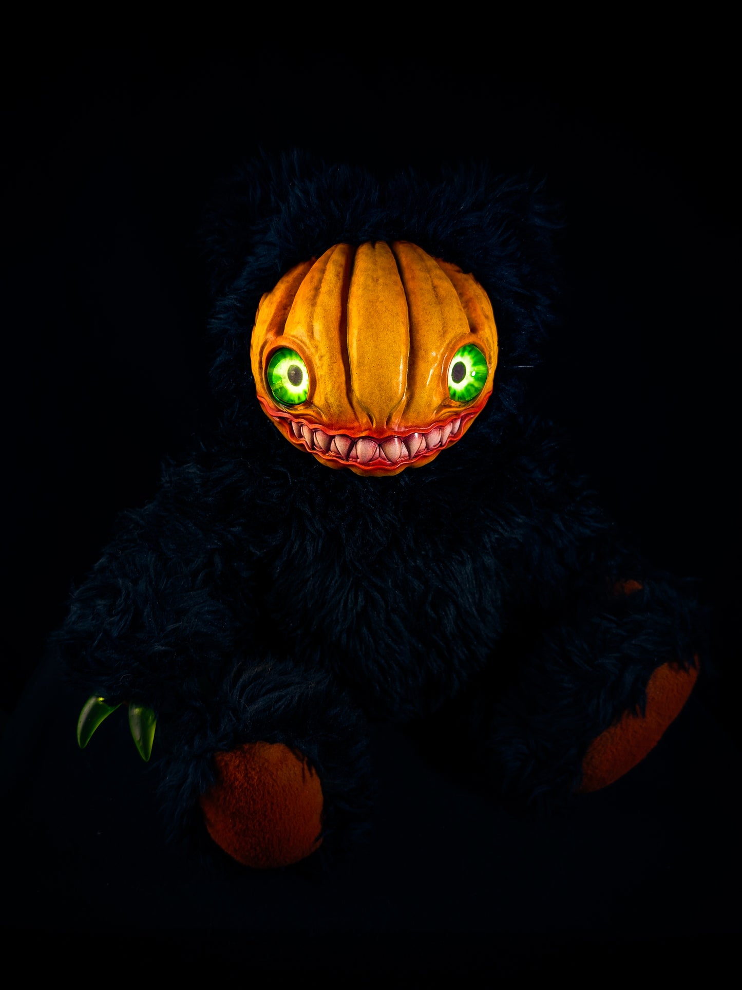 Midnight Menace: HAUNTVESTER - CRYPTCRITZ Handcrafted Creepy Cute Halloween Pumpkin Art Doll Plush Toy for Spooky Souls