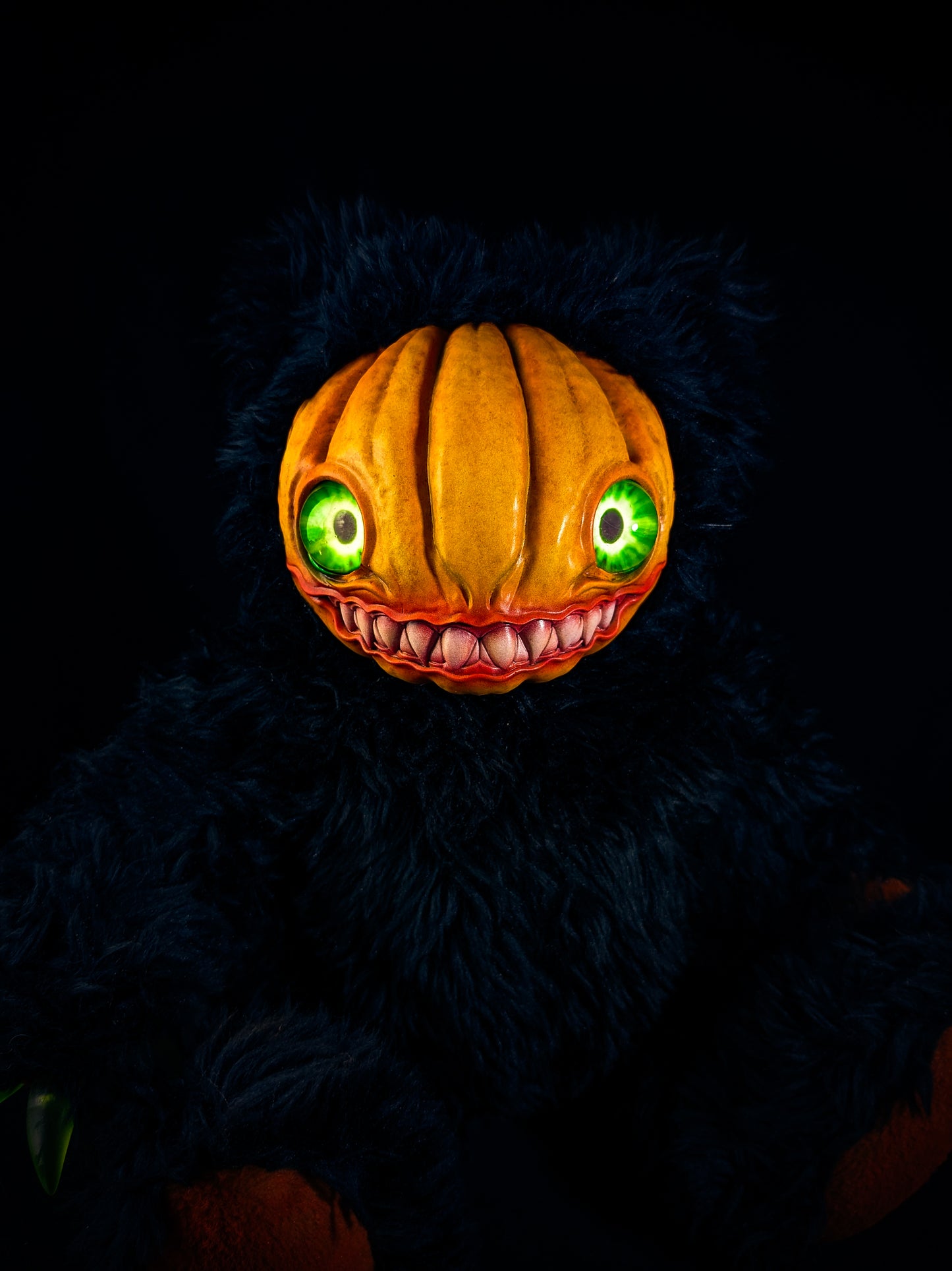 Midnight Menace: HAUNTVESTER - CRYPTCRITZ Handcrafted Creepy Cute Halloween Pumpkin Art Doll Plush Toy for Spooky Souls