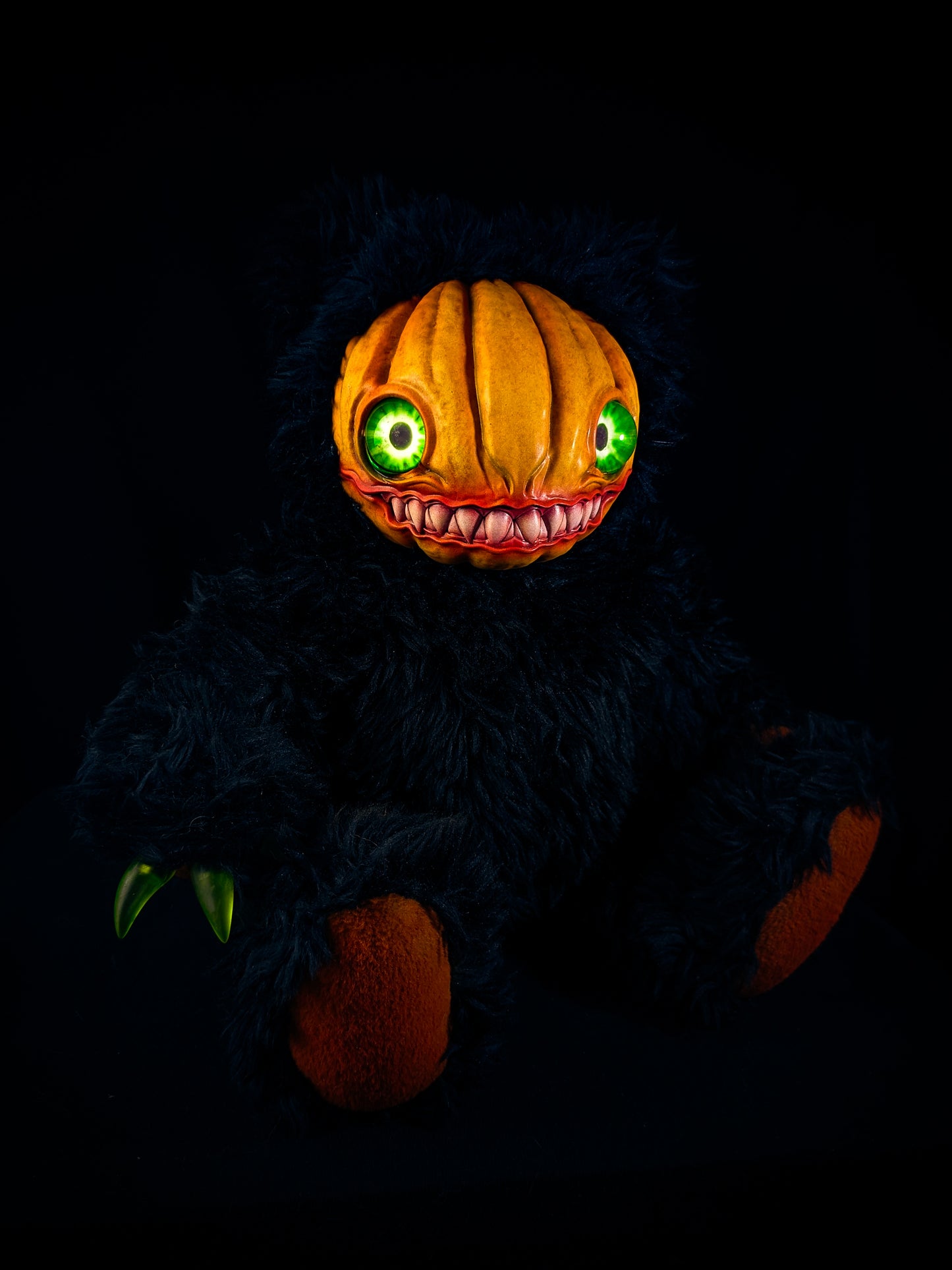 Midnight Menace: HAUNTVESTER - CRYPTCRITZ Handcrafted Creepy Cute Halloween Pumpkin Art Doll Plush Toy for Spooky Souls