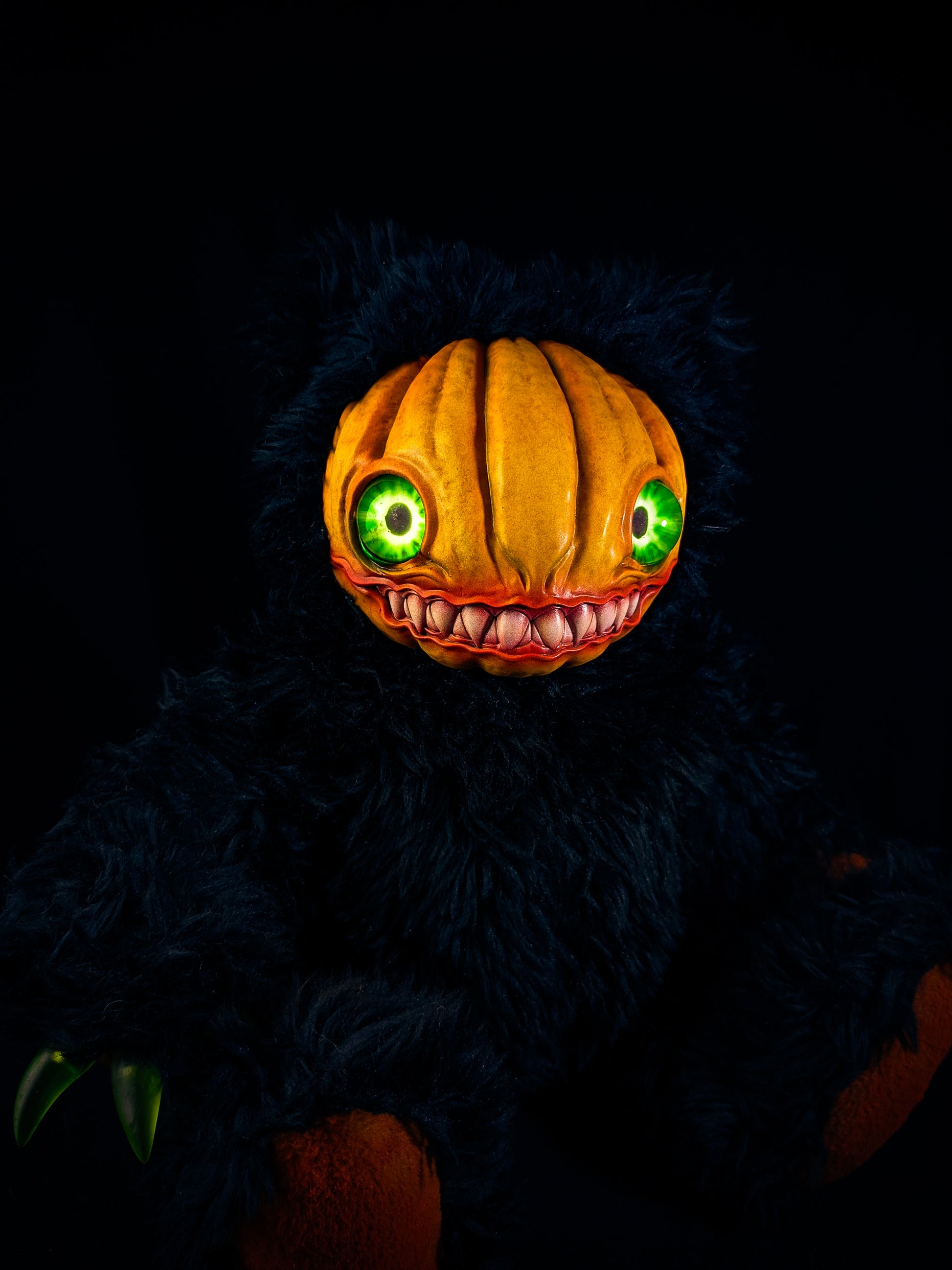 Midnight Menace: HAUNTVESTER - CRYPTCRITZ Handcrafted Creepy Cute Halloween Pumpkin Art Doll Plush Toy for Spooky Souls