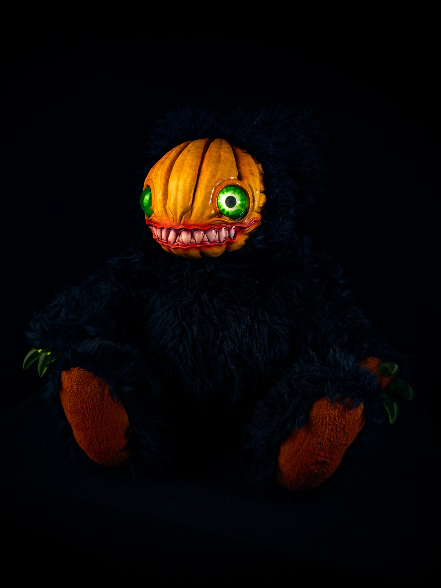 Midnight Menace: HAUNTVESTER - CRYPTCRITZ Handcrafted Creepy Cute Halloween Pumpkin Art Doll Plush Toy for Spooky Souls