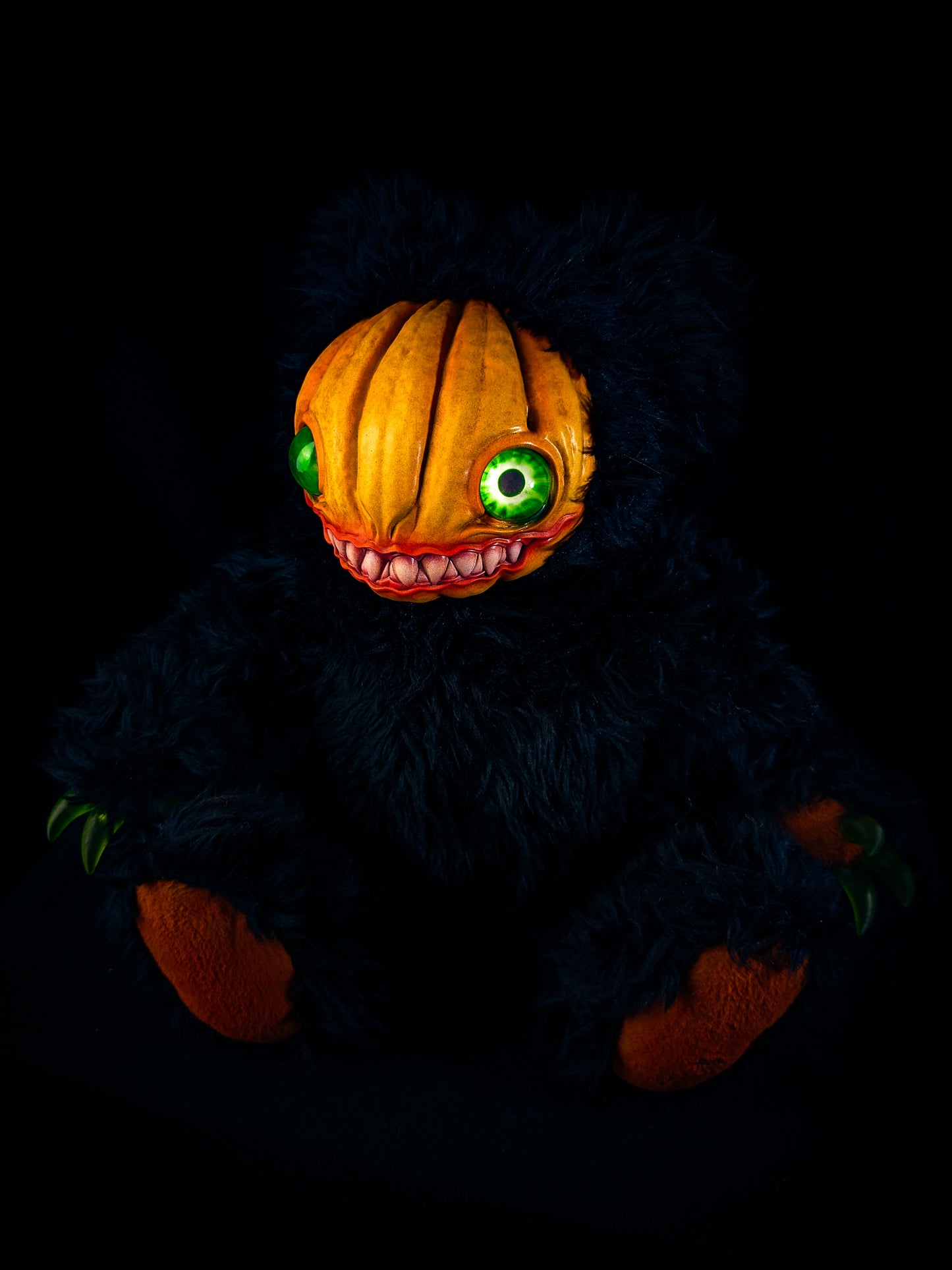 Midnight Menace: HAUNTVESTER - CRYPTCRITZ Handcrafted Creepy Cute Halloween Pumpkin Art Doll Plush Toy for Spooky Souls