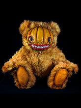 Load image into Gallery viewer, Grizzly Gourd: HAUNTVESTER - CRYPTCRITZ Handcrafted Creepy Cute Halloween Pumpkin Art Doll Plush Toy for Spooky Souls
