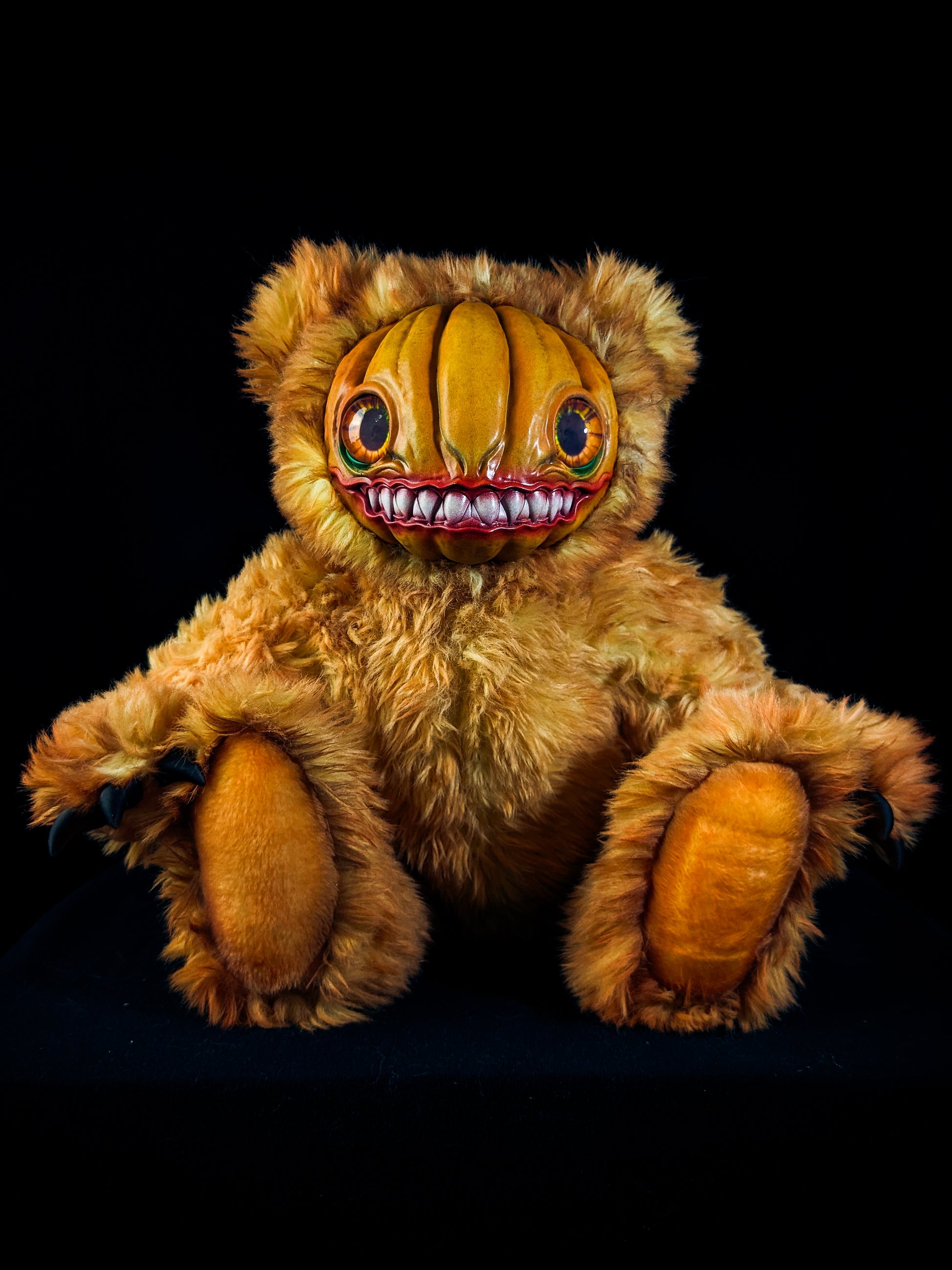 Grizzly Gourd: HAUNTVESTER - CRYPTCRITZ Handcrafted Creepy Cute Halloween Pumpkin Art Doll Plush Toy for Spooky Souls