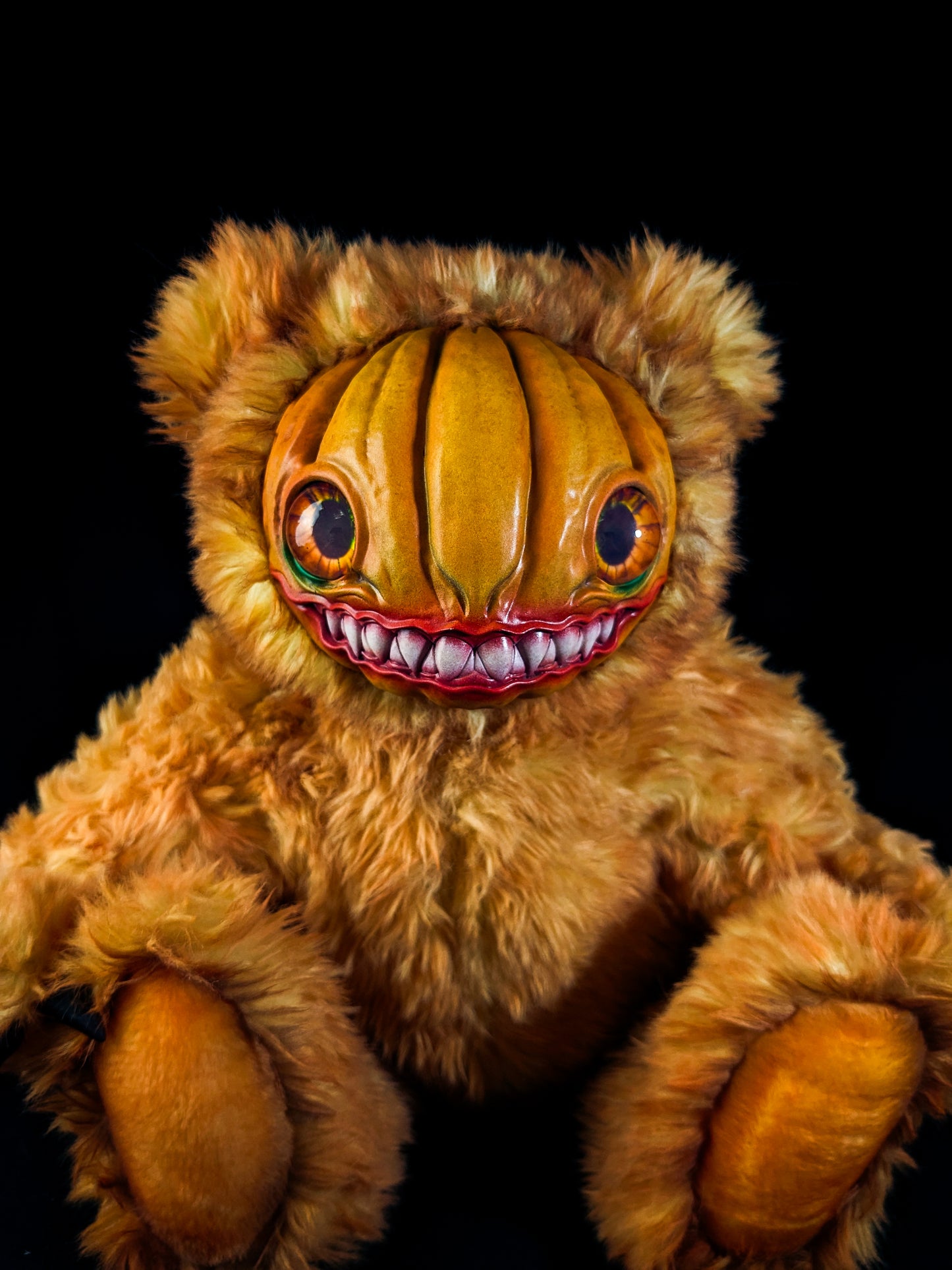 Grizzly Gourd: HAUNTVESTER - CRYPTCRITZ Handcrafted Creepy Cute Halloween Pumpkin Art Doll Plush Toy for Spooky Souls