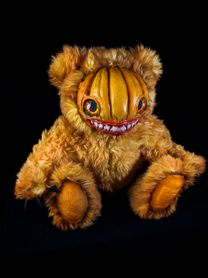 Grizzly Gourd: HAUNTVESTER - CRYPTCRITZ Handcrafted Creepy Cute Halloween Pumpkin Art Doll Plush Toy for Spooky Souls