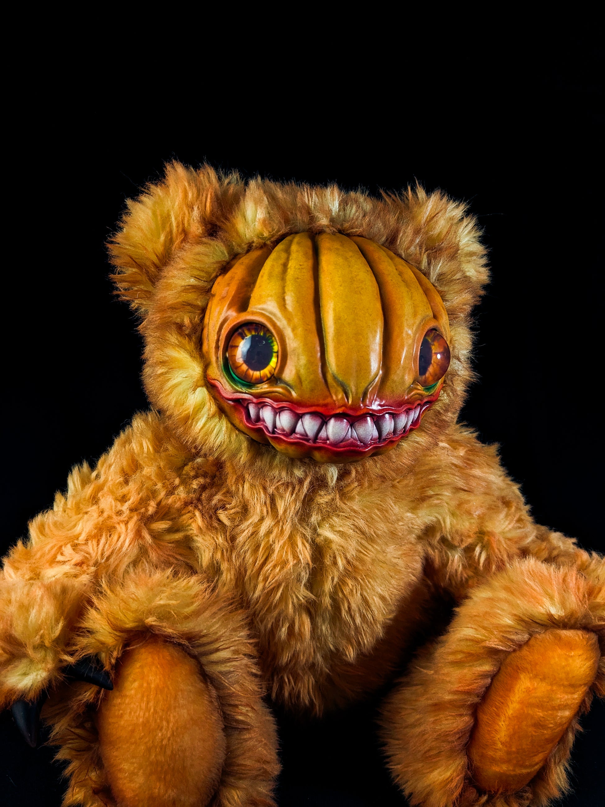 Grizzly Gourd: HAUNTVESTER - CRYPTCRITZ Handcrafted Creepy Cute Halloween Pumpkin Art Doll Plush Toy for Spooky Souls