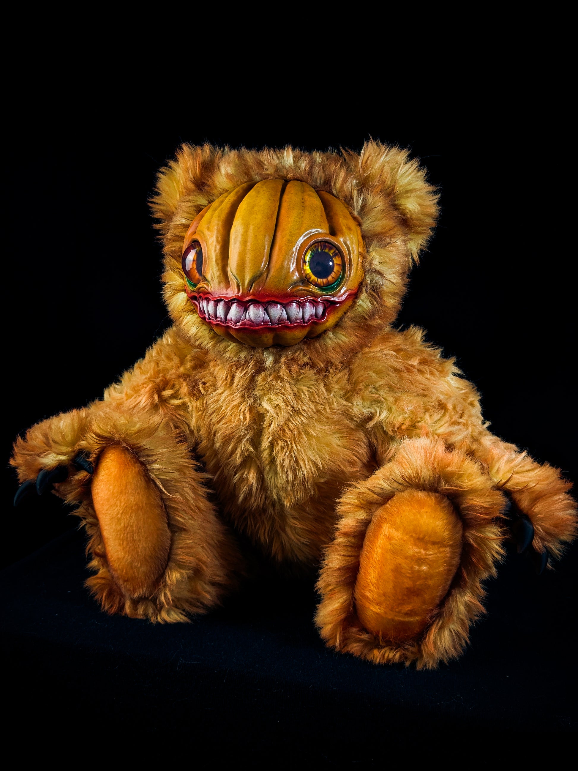 Grizzly Gourd: HAUNTVESTER - CRYPTCRITZ Handcrafted Creepy Cute Halloween Pumpkin Art Doll Plush Toy for Spooky Souls