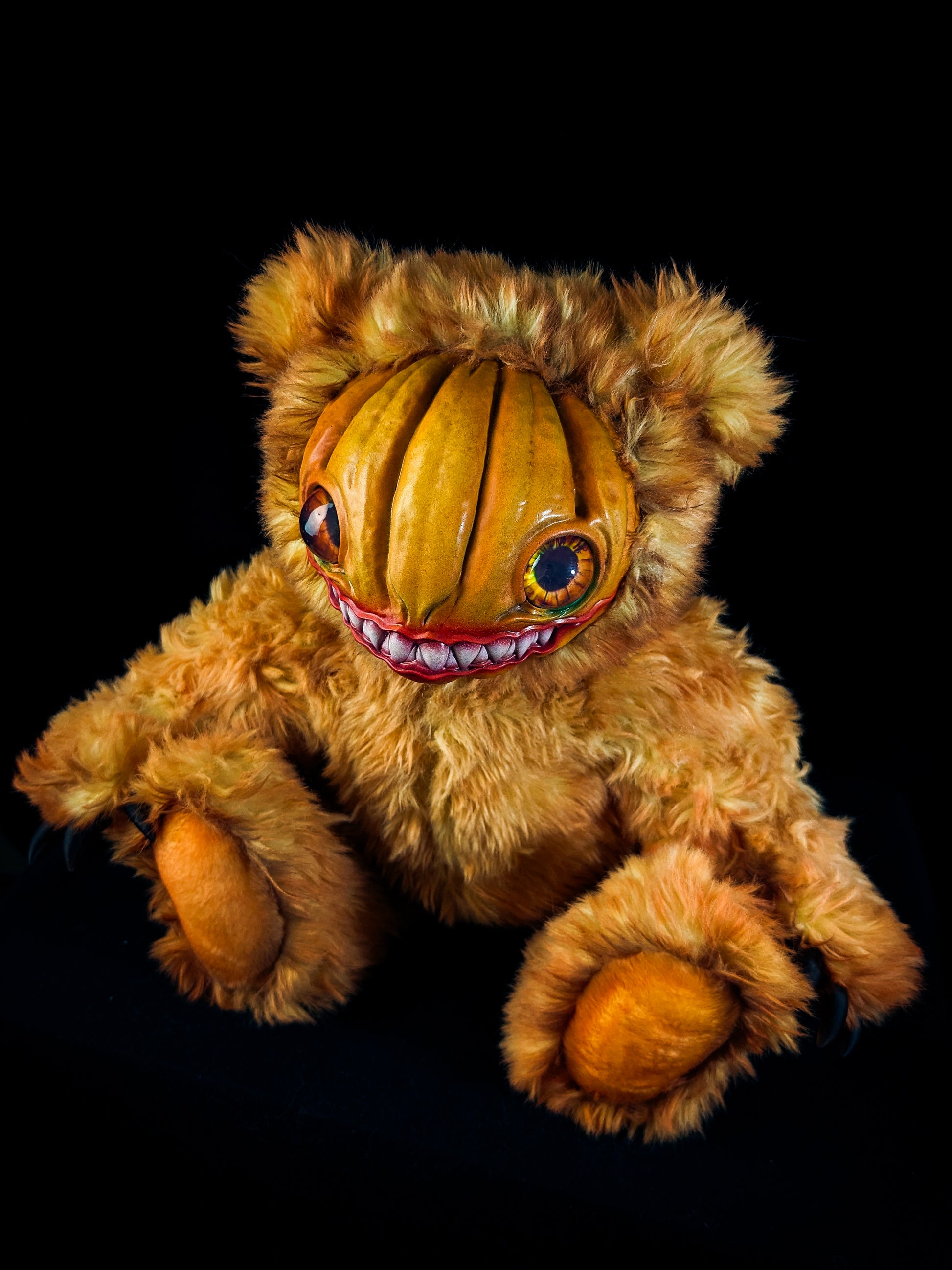 Grizzly Gourd: HAUNTVESTER - CRYPTCRITZ Handcrafted Creepy Cute Halloween Pumpkin Art Doll Plush Toy for Spooky Souls