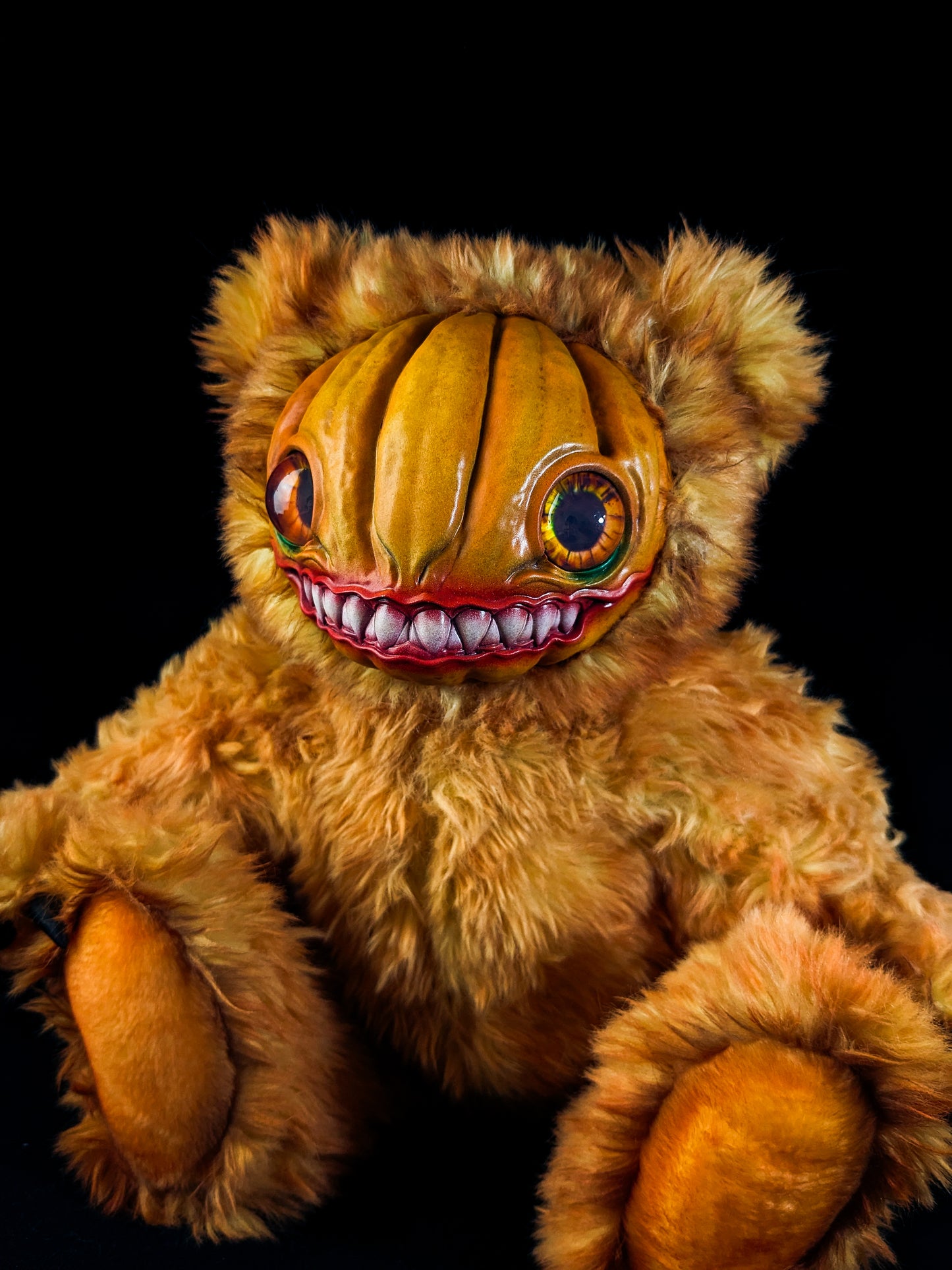 Grizzly Gourd: HAUNTVESTER - CRYPTCRITZ Handcrafted Creepy Cute Halloween Pumpkin Art Doll Plush Toy for Spooky Souls