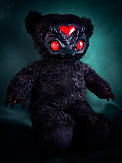 Ebony Inferno: AZARUS - CRYPTCRITZ Handcrafted Midnight Black Creepy Cute Demon Art Doll Plush Toy for Dark Enchantresses