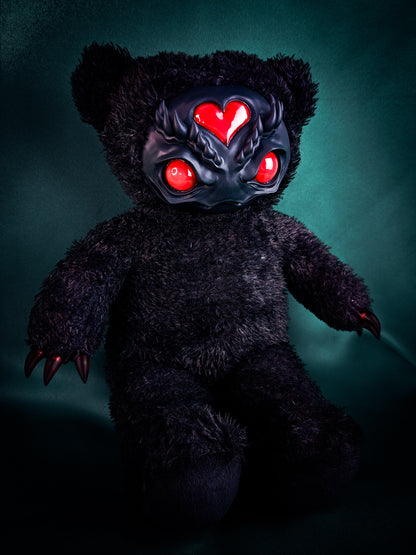 Ebony Inferno: AZARUS - CRYPTCRITZ Handcrafted Midnight Black Creepy Cute Demon Art Doll Plush Toy for Dark Enchantresses