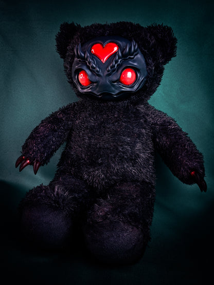 Ebony Inferno: AZARUS - CRYPTCRITZ Handcrafted Midnight Black Creepy Cute Demon Art Doll Plush Toy for Dark Enchantresses