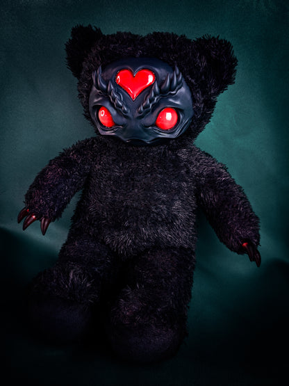 Ebony Inferno: AZARUS - CRYPTCRITZ Handcrafted Midnight Black Creepy Cute Demon Art Doll Plush Toy for Dark Enchantresses