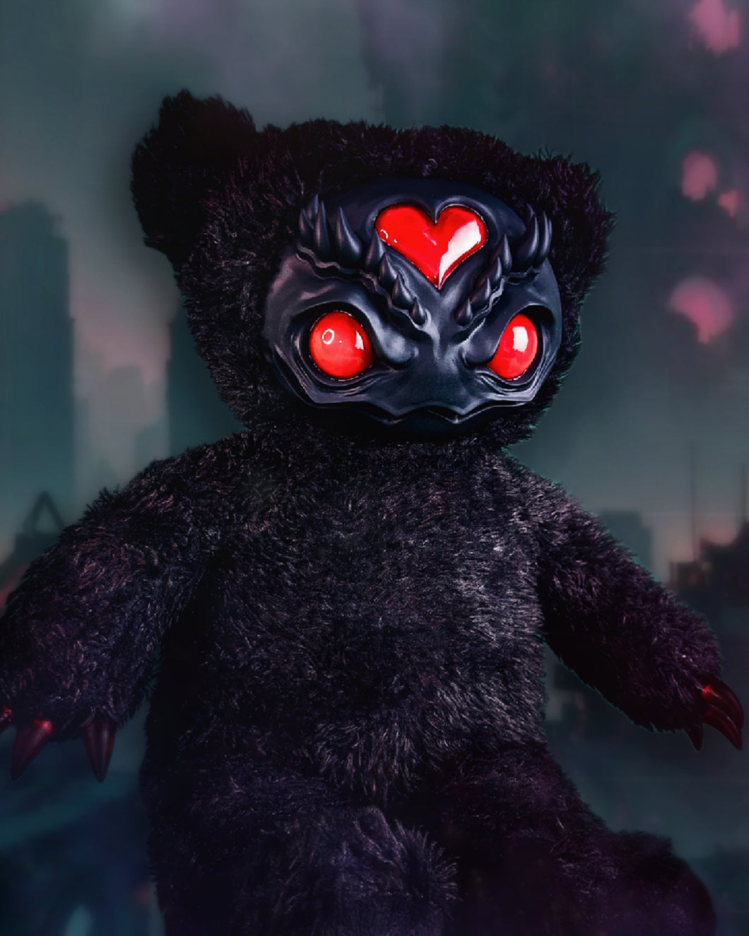 Ebony Inferno: AZARUS - CRYPTCRITZ Handcrafted Midnight Black Creepy Cute Demon Art Doll Plush Toy for Dark Enchantresses