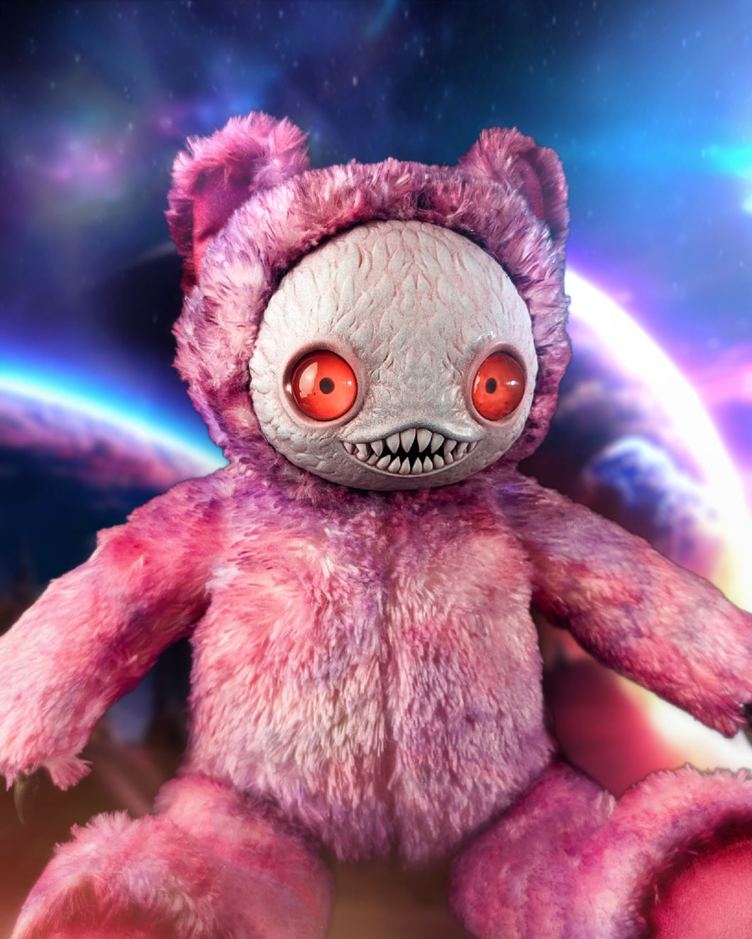 Mental Meow: NINGEN - CRYPTCRITS Handmade Black Creepy Cute Monster Art Doll Plush Toy for Gothic Goddesses