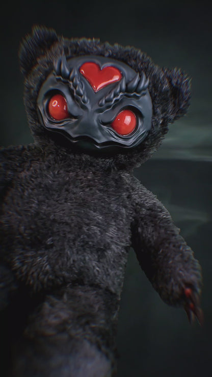 Ebony Inferno: AZARUS - CRYPTCRITZ Handcrafted Midnight Black Creepy Cute Demon Art Doll Plush Toy for Dark Enchantresses