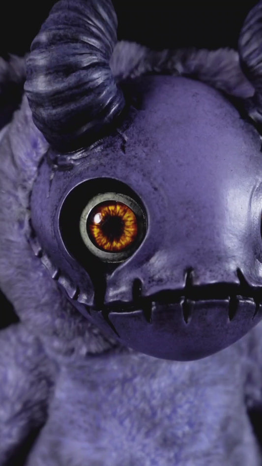 Purple Peril: MORI - CRYPTCRITZ Handmade Sinister Black Creepy Cute Demon Art Doll Plush Toy