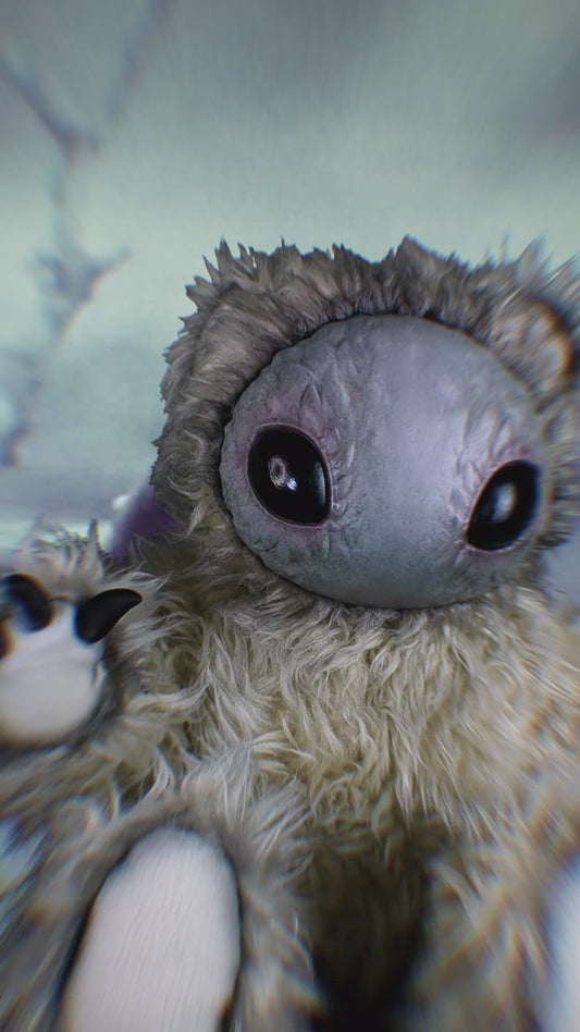 Cosmic Whispers: HOLOTH - CRYPTCRITS Handmade Moth Alien Art Doll Plush Toy for Mysterious Space Explorers