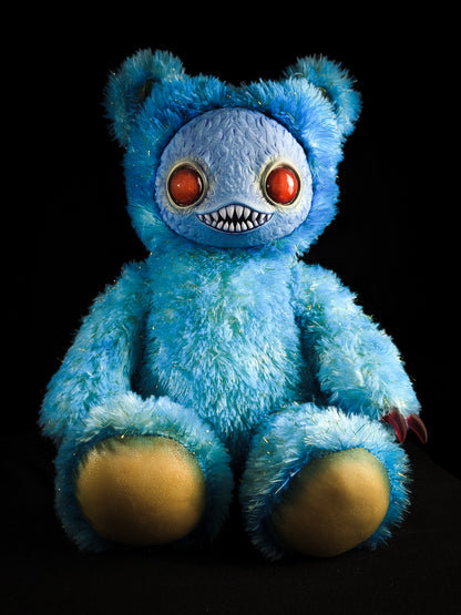 Nightfall Whispers: Ningen - Handmade Blue Creepy Cute Monster Art Doll Plush Toy for Gothic Goddesses