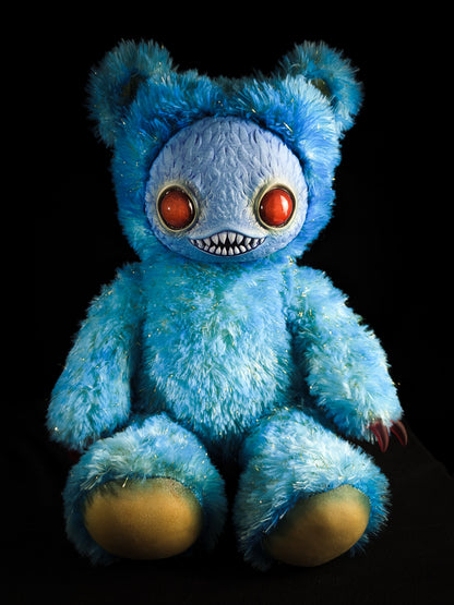 Nightfall Whispers: Ningen - Handmade Blue Creepy Cute Monster Art Doll Plush Toy for Gothic Goddesses